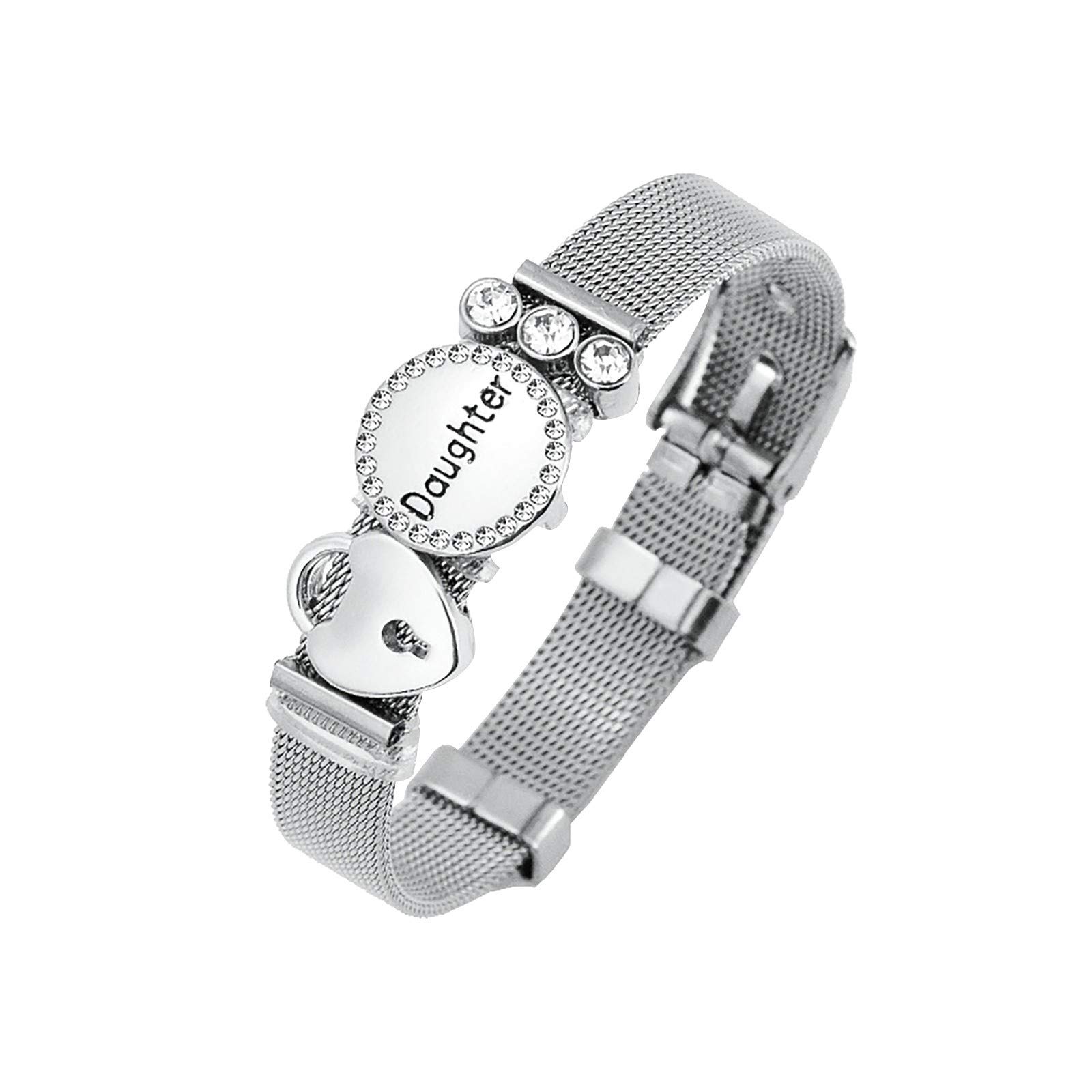 ASOMEW Stainless Steel Engraved Round Watch Bracelet - Personalized Monogram Mesh Bracelet for Women, Perfect Mother's Day Gift, Anniversary Present, Birthday Keepsake Jewelry (Ideal for Daily Wear, Special Occasions & Gift-Giving)
