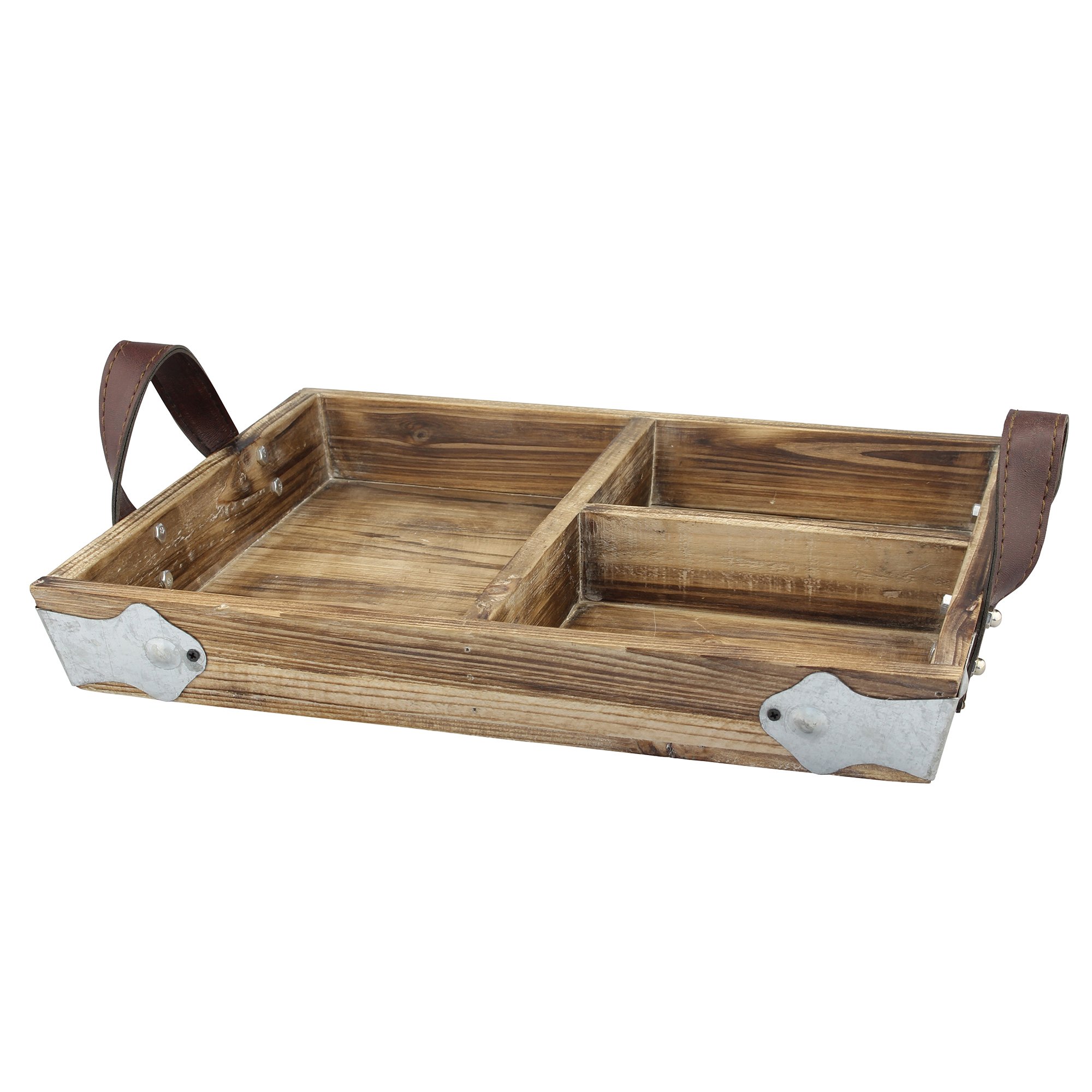Rustic Wood Serving Tray with Leather Handles - Perfect for Parties & Home Decor