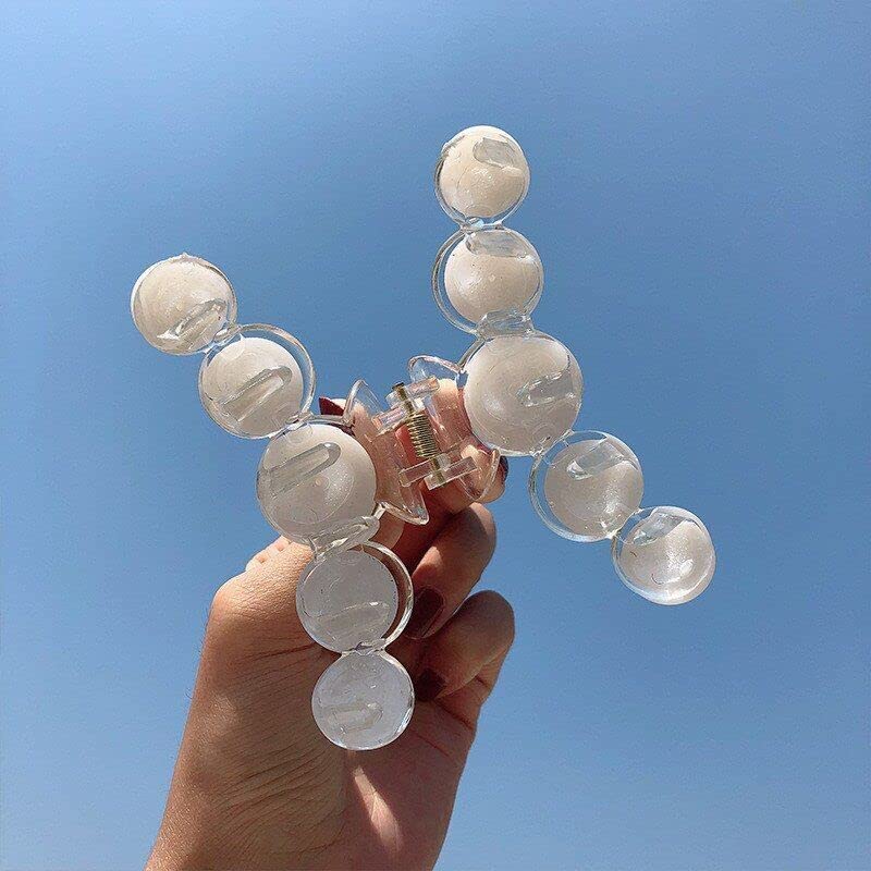Glamifirsto 2-Pack Transparent Pearl Hair Claw Clips - Strong Hold Banana Jaw Hair Clips for Women & Girls | Fashion Hair Accessories for Wedding, Party & Everyday Use