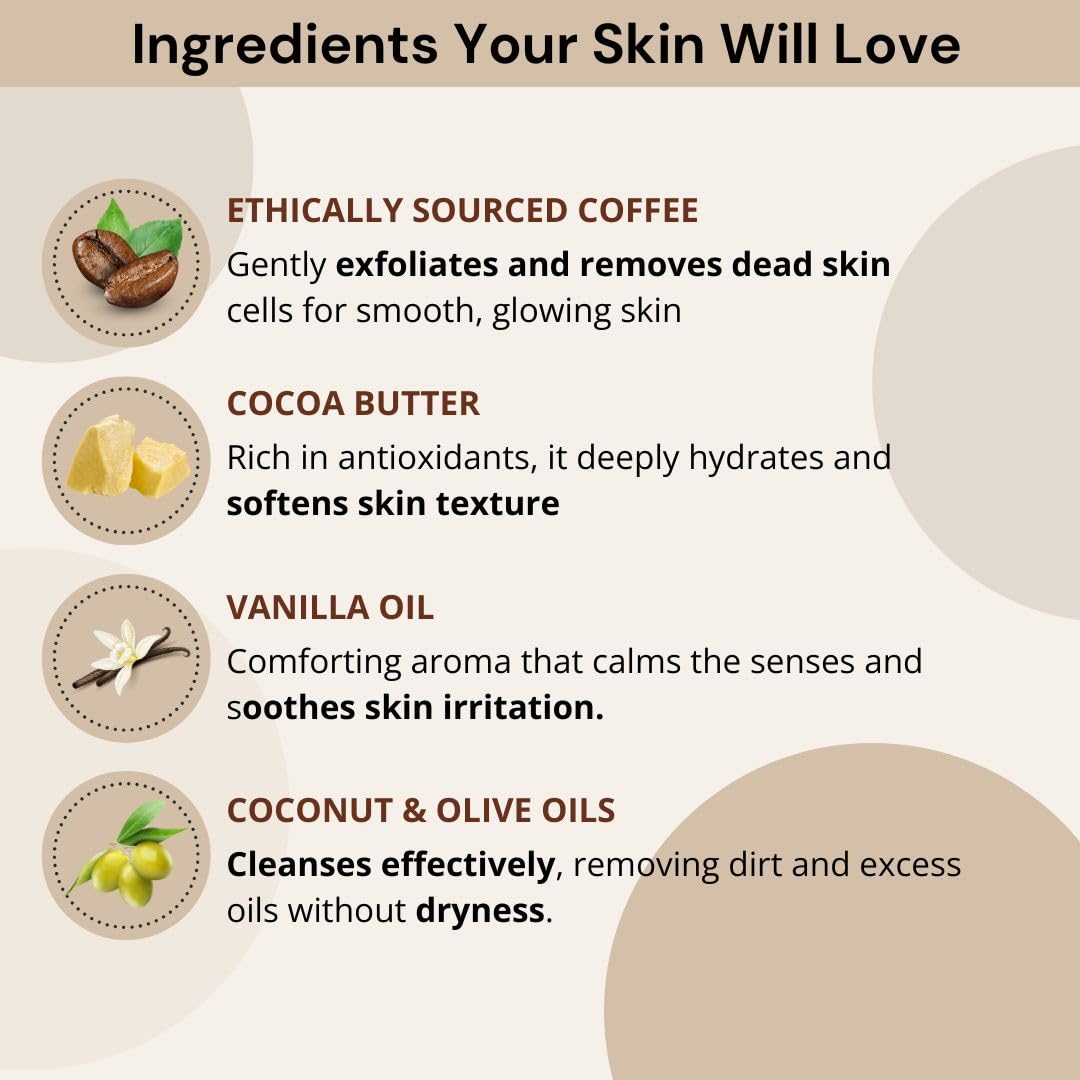Caffeine Body Soap Bar for Men - Exfoliating, Moisturizing & Tan Removal | Handmade Natural Coffee Soap | Premium Men's Body Wash (75g) - Perfect for Shower, Gym & Travel