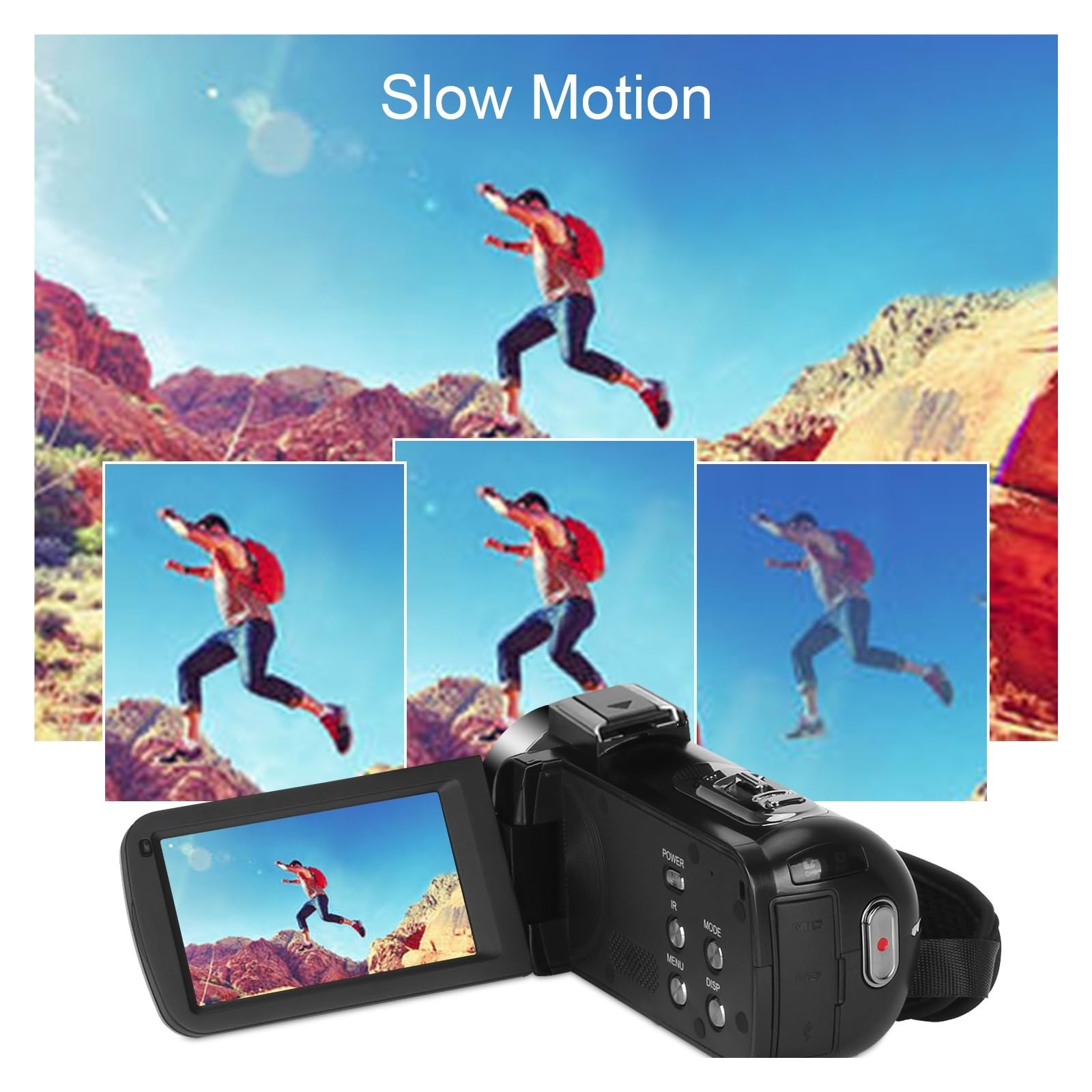 48MP 4K WiFi Camcorder with Night Vision & Infrared - Portable Digital Vlog Camera for YouTube, Live Streaming, Outdoor Shooting (Includes 16GB SD Card) - Perfect for Vlogging, Travel Videos, Home Security & Nighttime Recording