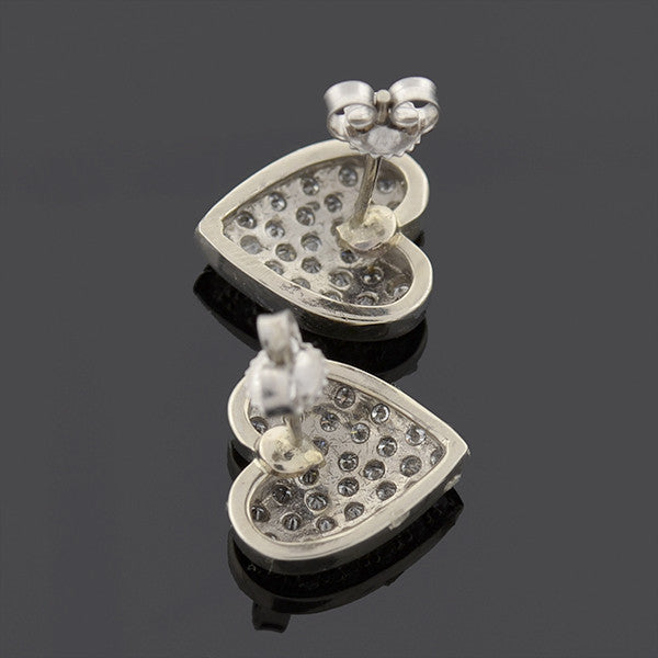 14K Gold & Pavé Diamond Heart Stud Earrings for Women - Elegant Valentine's Day Gift, Anniversary Jewelry for Her - Perfect for Romantic Dates, Weddings & Special Occasions