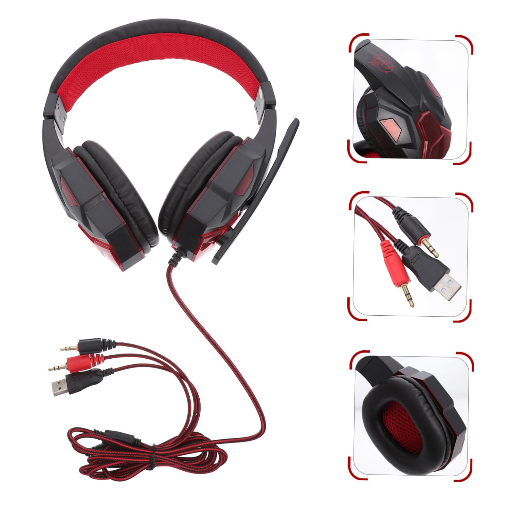 RORPOIR Wired Gaming Headset with Microphone - Over-Ear Noise Cancelling Headphones, Comfortable Protein Ear Cushions & Easy Volume Control - Perfect for PC, PS4, Xbox Gaming & Online Classes