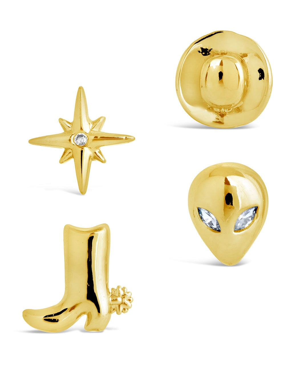 Space Cowgirl CZ Mismatched Stud Earrings - Trendy Cubic Zirconia Earrings for Women | Perfect for Western Fashion, Boho Style & Everyday Wear