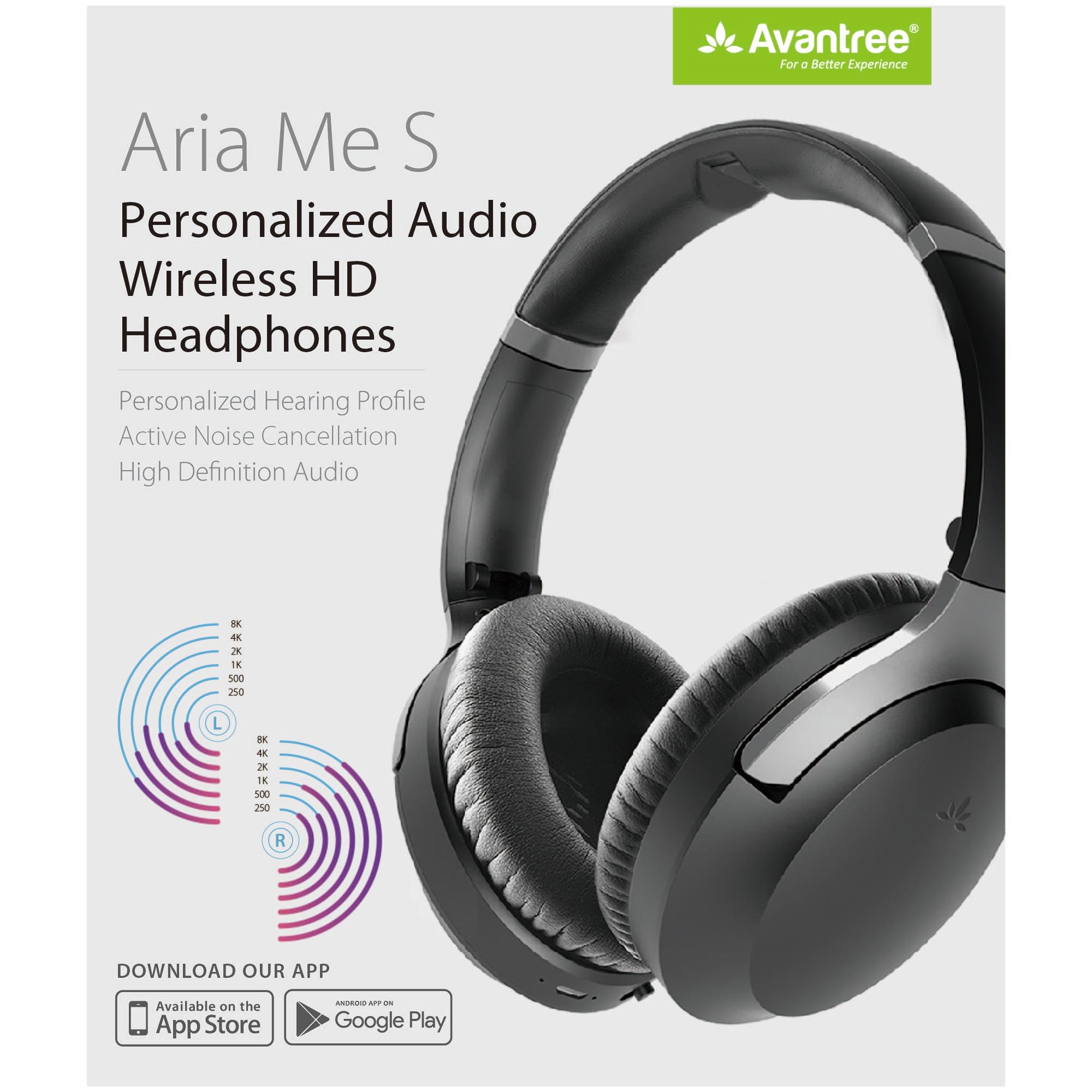 Avantree Aria Me S - Wireless Bluetooth Headphones with Adjustable Left/Right Audio Balance, Active Noise Cancelling, aptX HD & Low Latency - Perfect for Seniors, Travel, Workouts & Home Entertainment