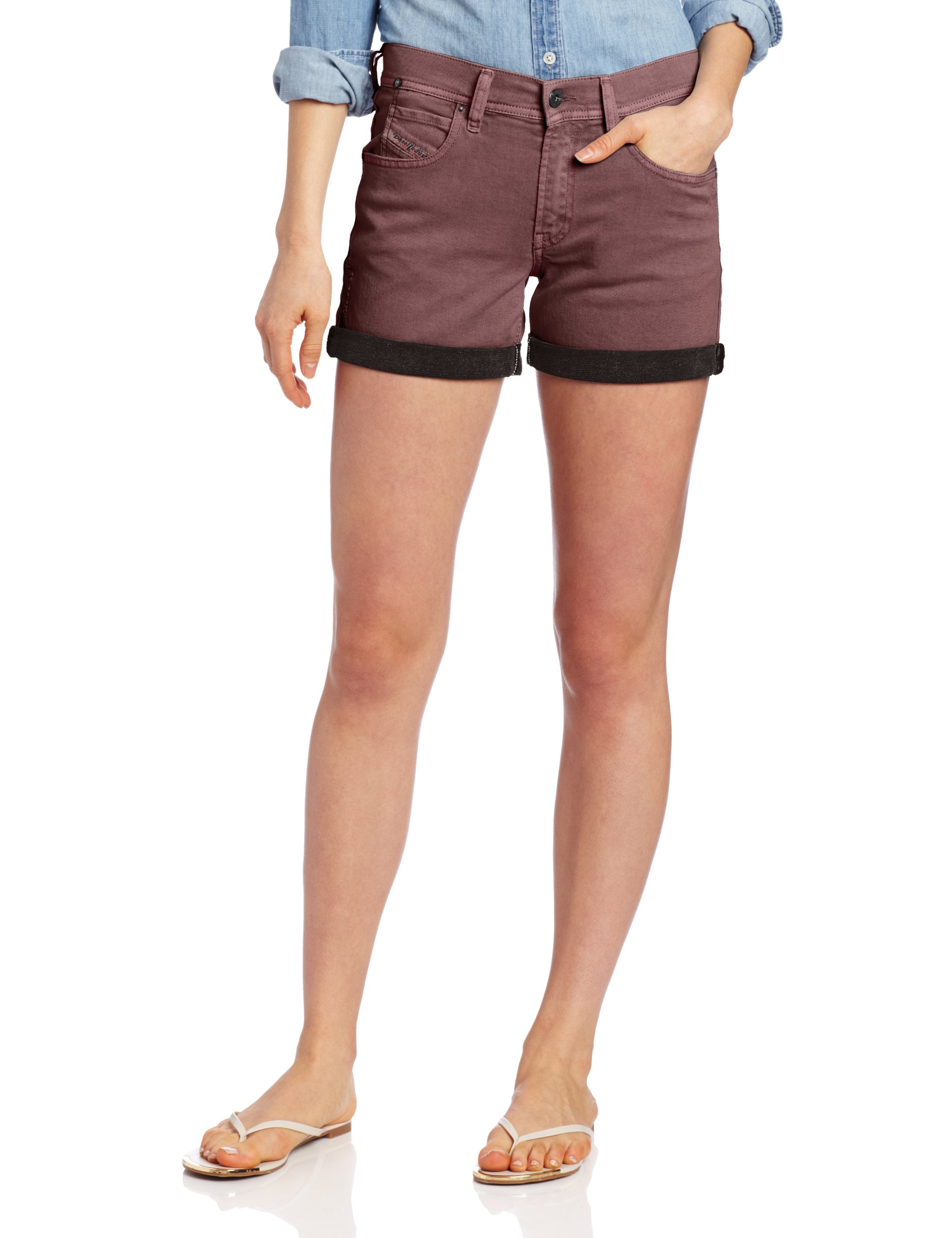 Diesel Women's High Waist Denim Shorts - Trendy Distressed Summer Fashion for Casual Outfits & Beach Vacations