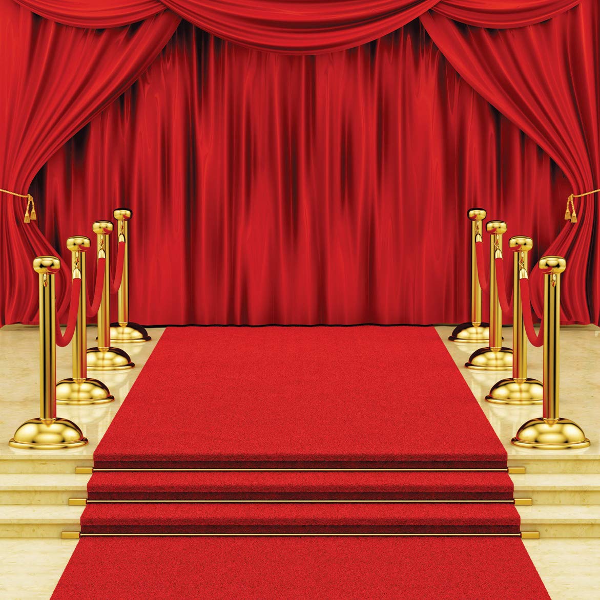 Premium SJOLOON Red Carpet Photography Backdrop - 10x10FT Hollywood Star Red Curtain Background for Studio, Events & VIP Photo Shoots - Durable Vinyl Photo Booth Props