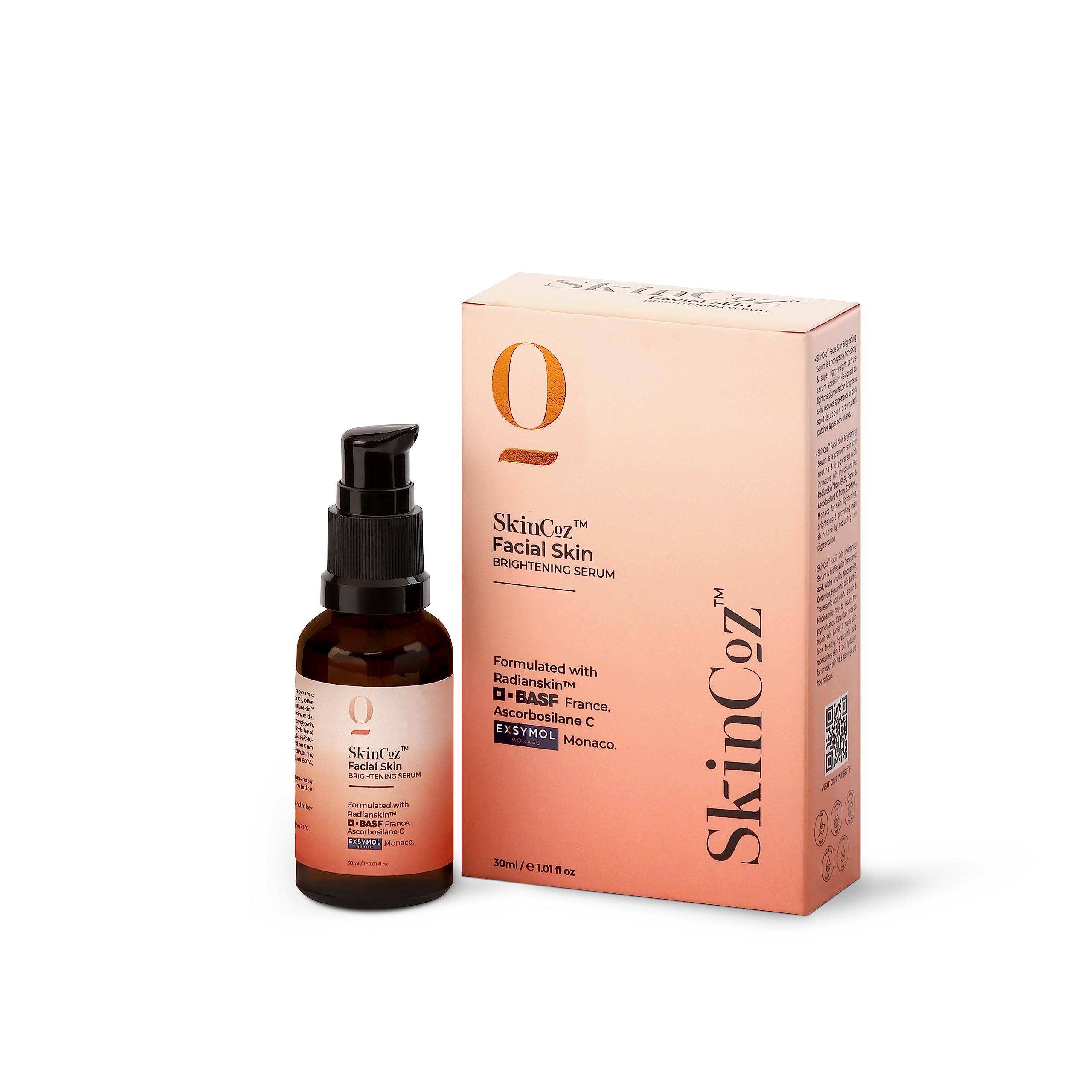 SkinCoz Brightening Facial Serum - Fades Pigmentation, Dark Spots & Acne Scars | 30ml Vitamin C Serum for Glowing Skin | Perfect for Night Routine & Hyperpigmentation Treatment