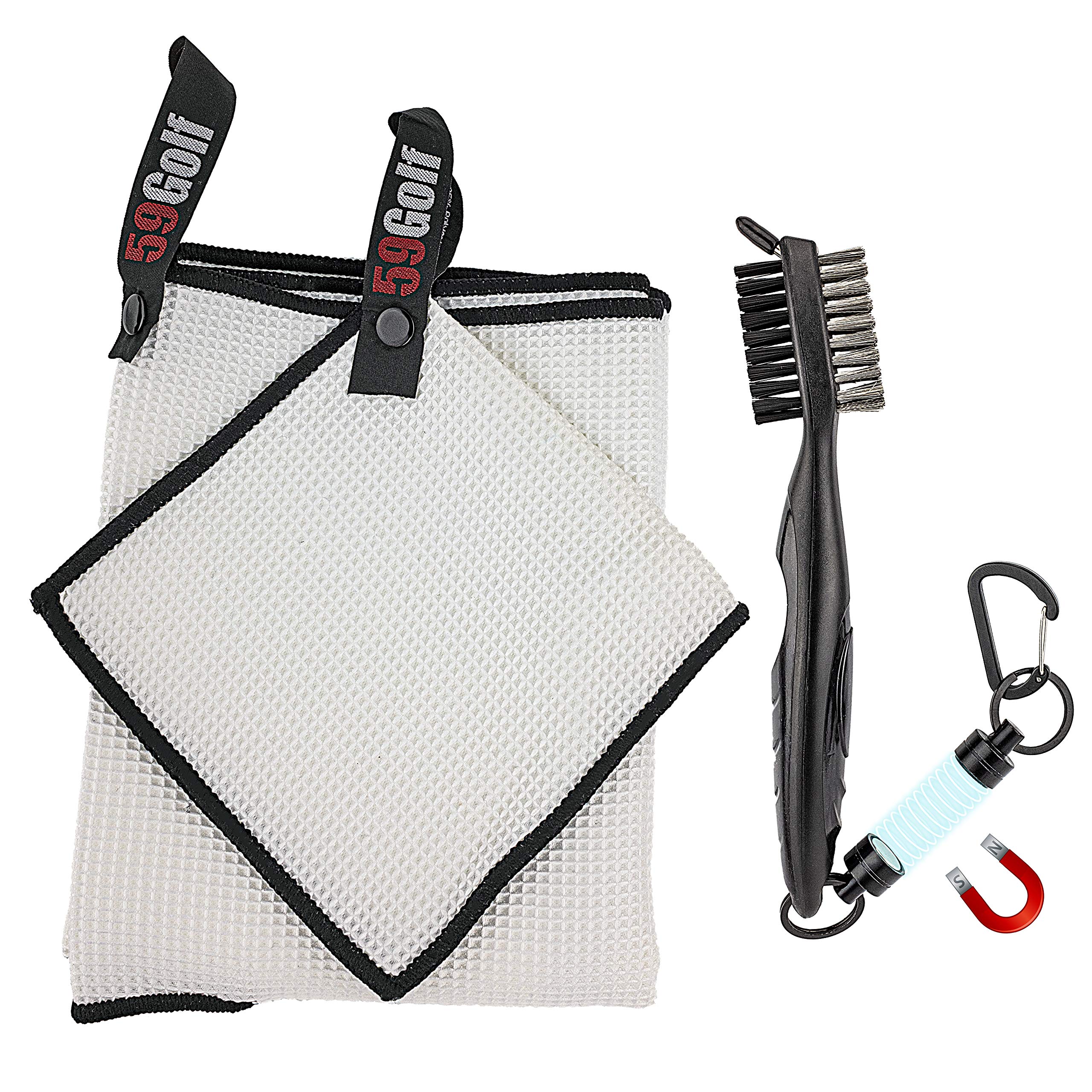 Premium Golf Club Cleaning Kit - Golf Club Cleaner Brush, Magnetic Keychain & Microfiber Towels (Golf Club & Ball Towels Included) - Perfect for On-Course Cleaning & Equipment Maintenance