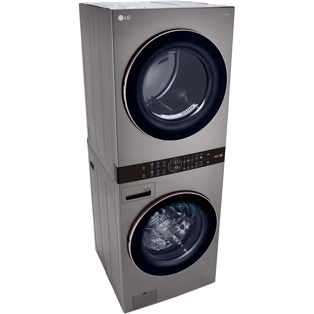 LG WashTower 4.5 Cu. Ft. Smart Front Load Washer & 7.4 Cu. Ft. Electric Dryer Combo in Graphite (WKE100HVA) - Space Saving Laundry Solution for Apartments & Small Homes