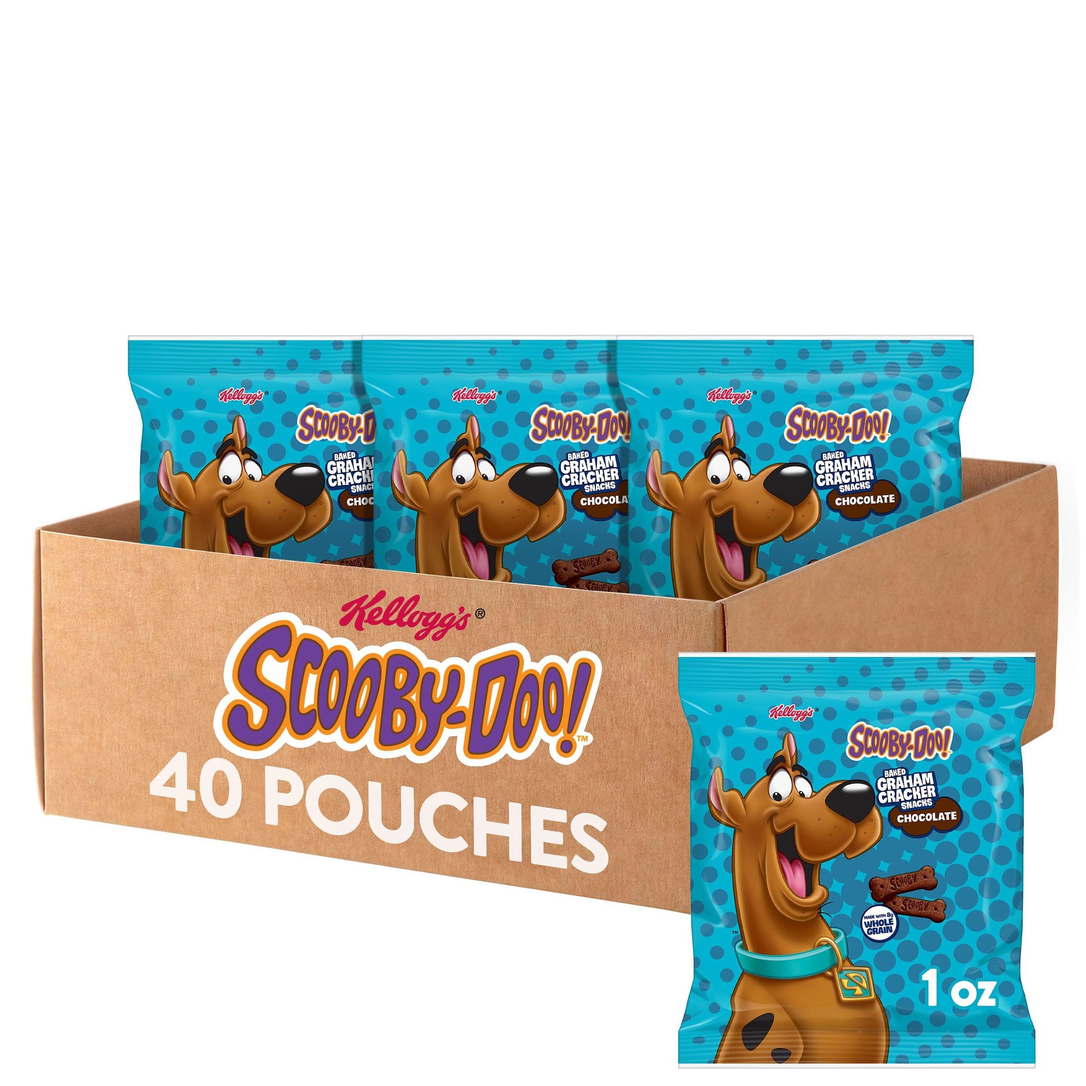 Kellogg's SCOOBY-DOO! Chocolate Baked Graham Cracker Snacks - 40 Individually Wrapped Pouches - Perfect for Kids Lunch Box, School Snacks & Afternoon Treats