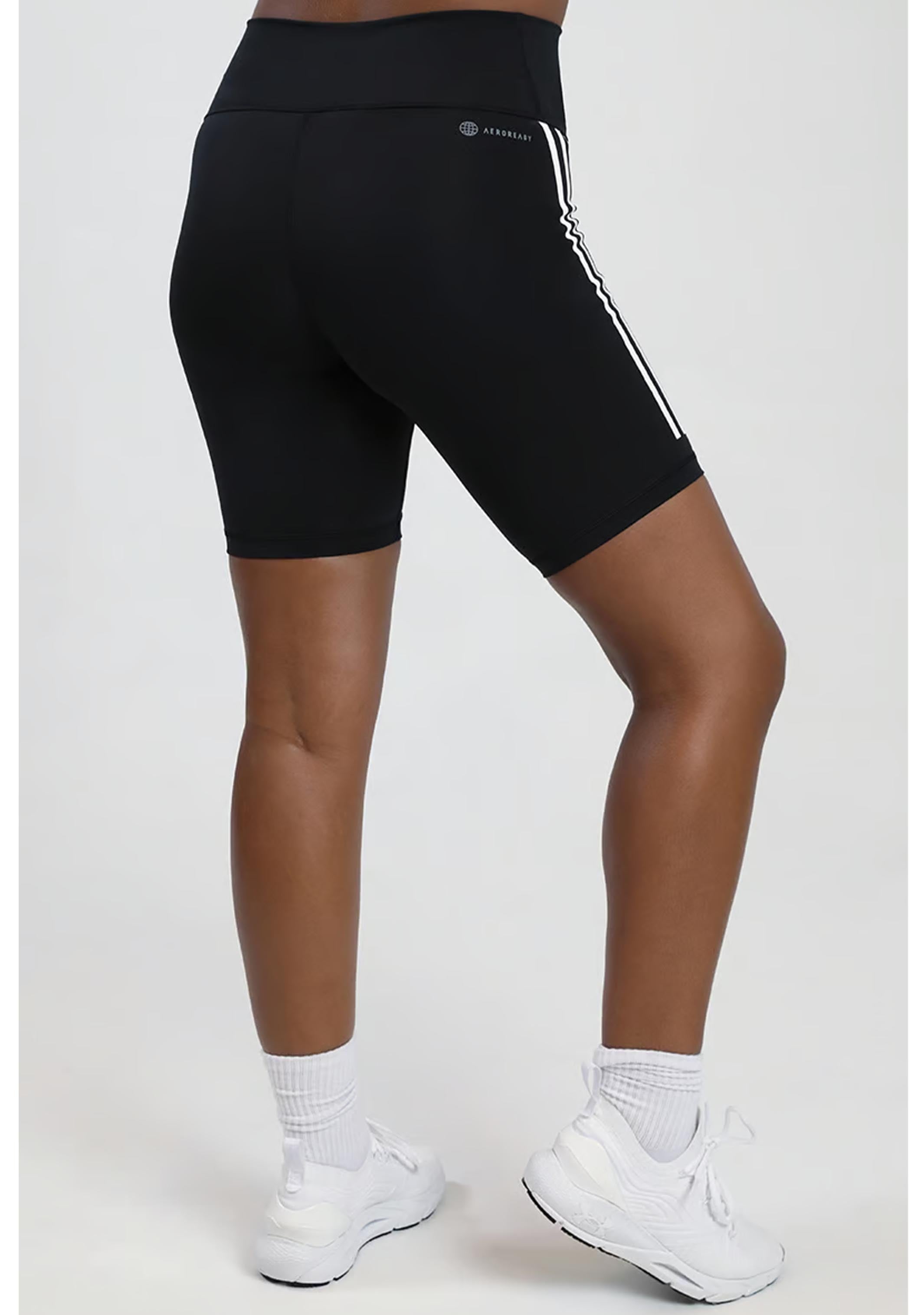 Adidas Women's Optime Trainicons 3-Stripes Bike Shorts - High Waisted Workout Leggings for Running, Yoga & Gym - Breathable & Comfortable Activewear