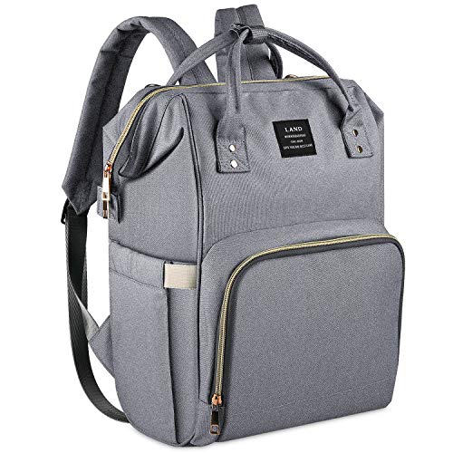 **Premium Diaper Bag Backpack - Large Capacity Waterproof Baby Nappy Bag with 2 D Rings & Pacifier Case - Stylish Unisex Maternity Backpack for Travel, Daycare & On-the-Go Parents (Gray)**
