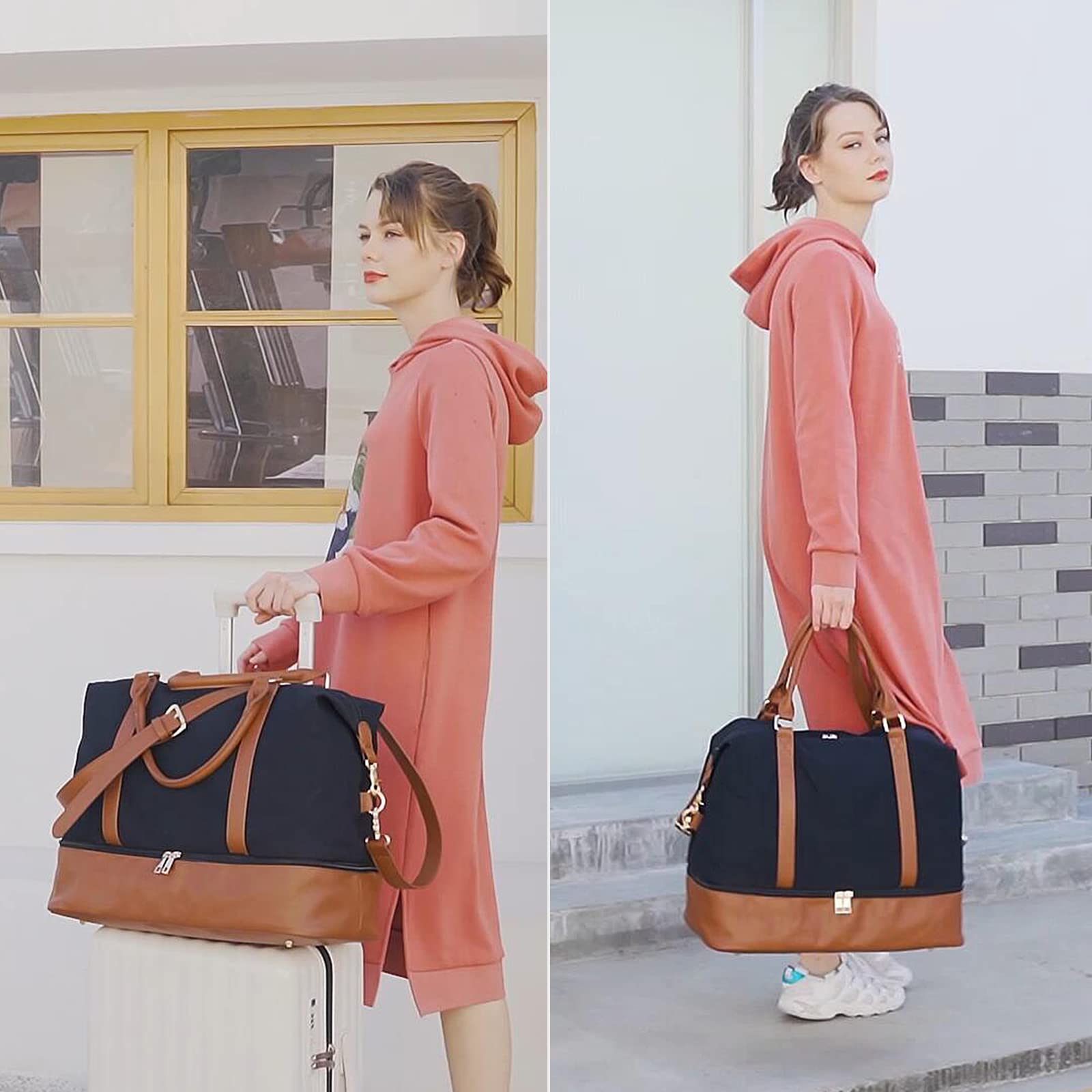Stylish CAMTOP Women's Travel Tote Bag - Spacious Overnight Weekender Carry-On with Luggage Sleeve & Shoe Compartment - Perfect for Business Trips, Weekend Getaways & Airplane Travel