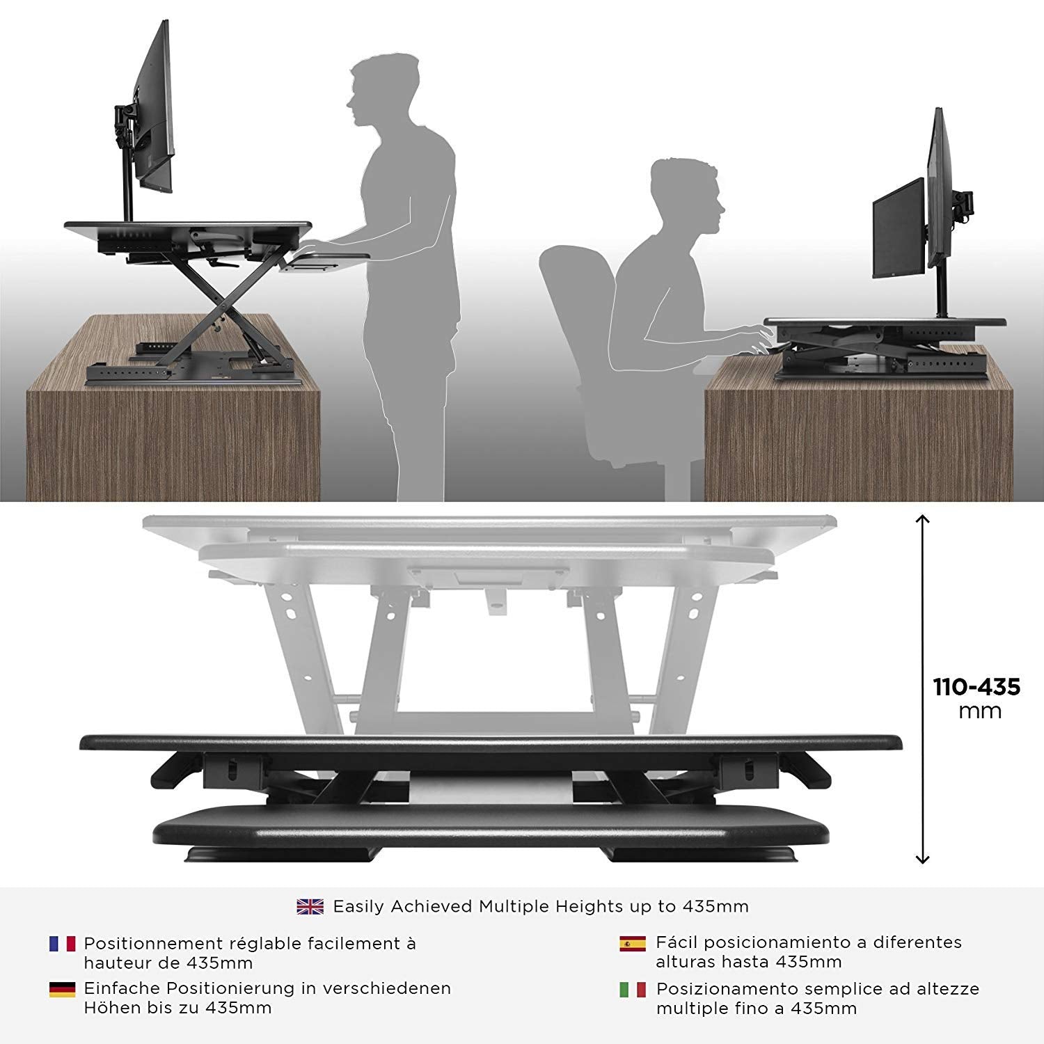 Duronic DM05D6 Electric Sit Stand Desk Converter - 31.5