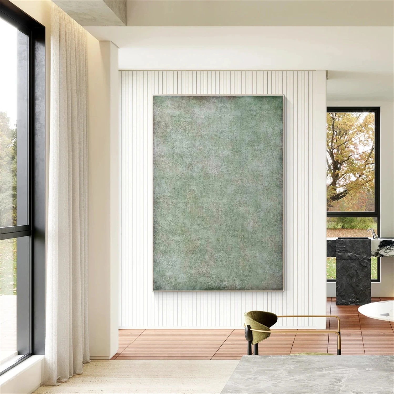 Green Abstract Wall Art Canvas Painting - Modern Home Decor for Living Room, Bedroom & Office | #AB473