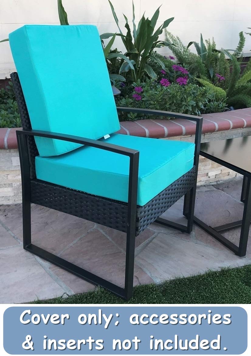 Waterproof UV-Resistant Patio Chair Cushion Covers - Indoor/Outdoor Use - 22x22x4 Inches (Set of 4) - Serenity Teal - Perfect for Poolside, Garden, Deck & Patio Furniture Protection