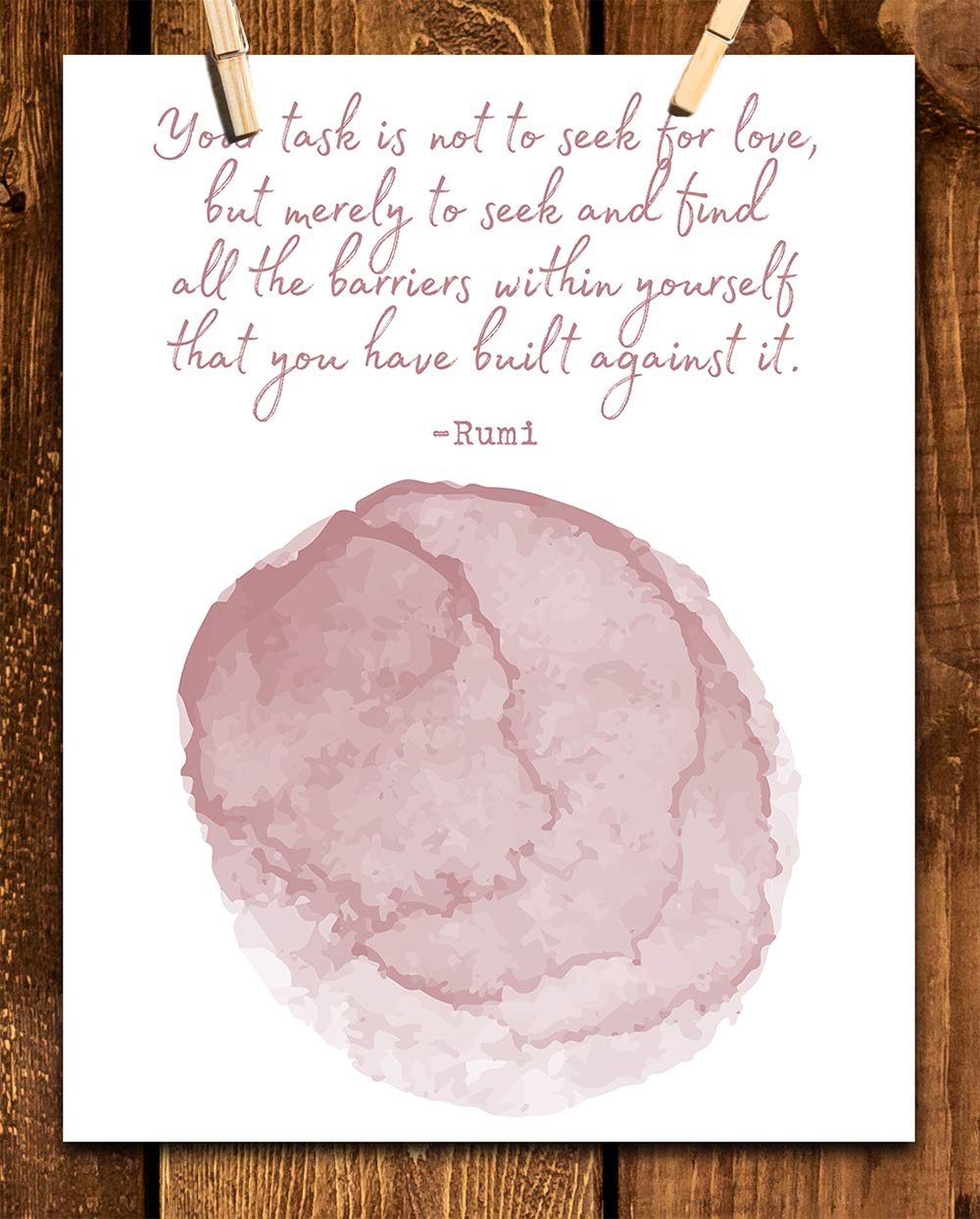 TJ Originals - Rumi Quotes Wall Art 11x14, Motivational Decor for Home & Office (Rust Pink)