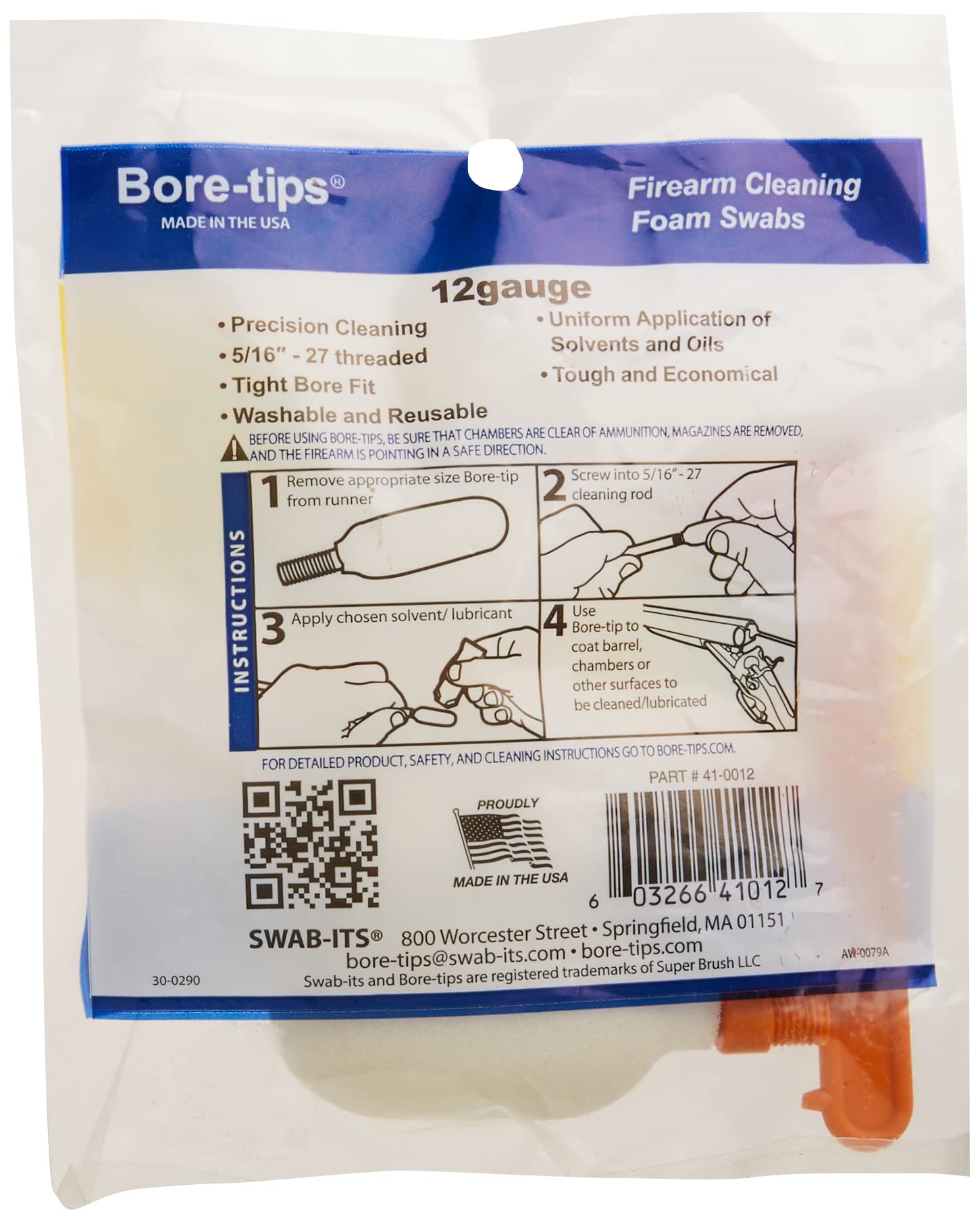 12 Gauge Gun Cleaning Swabs - Barrel Bore Tips for Firearm Maintenance