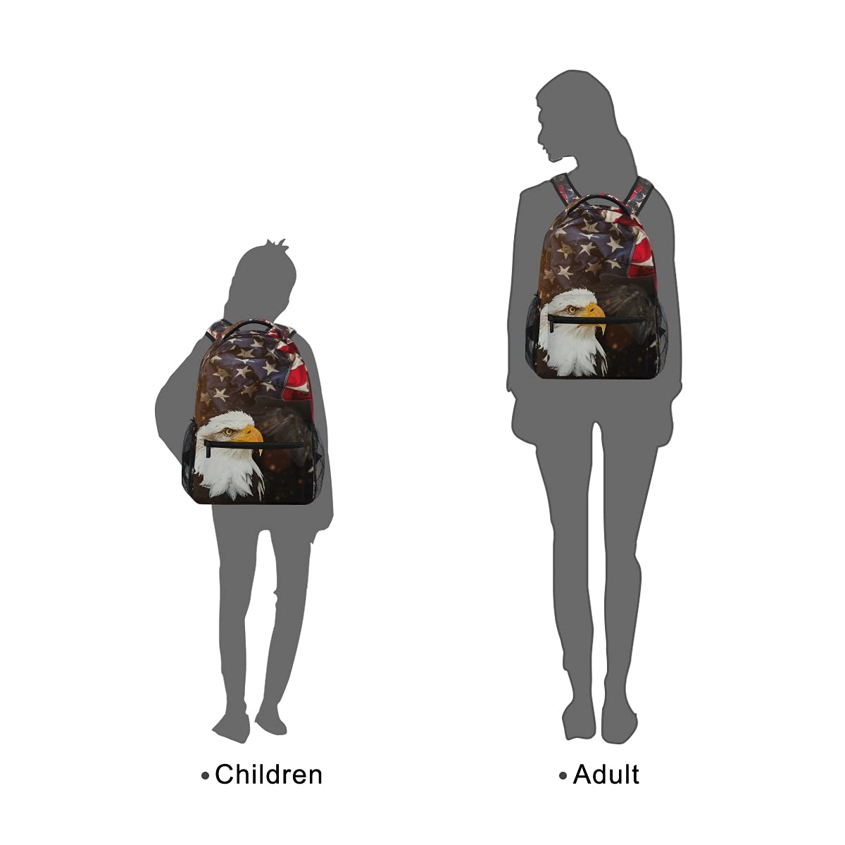 ALAZA American Bald Eagle Flag Backpack for Kids & Teens - Durable School Book Bag, Laptop Daypack for Boys & Girls - Perfect for Elementary, Travel & Daily Use