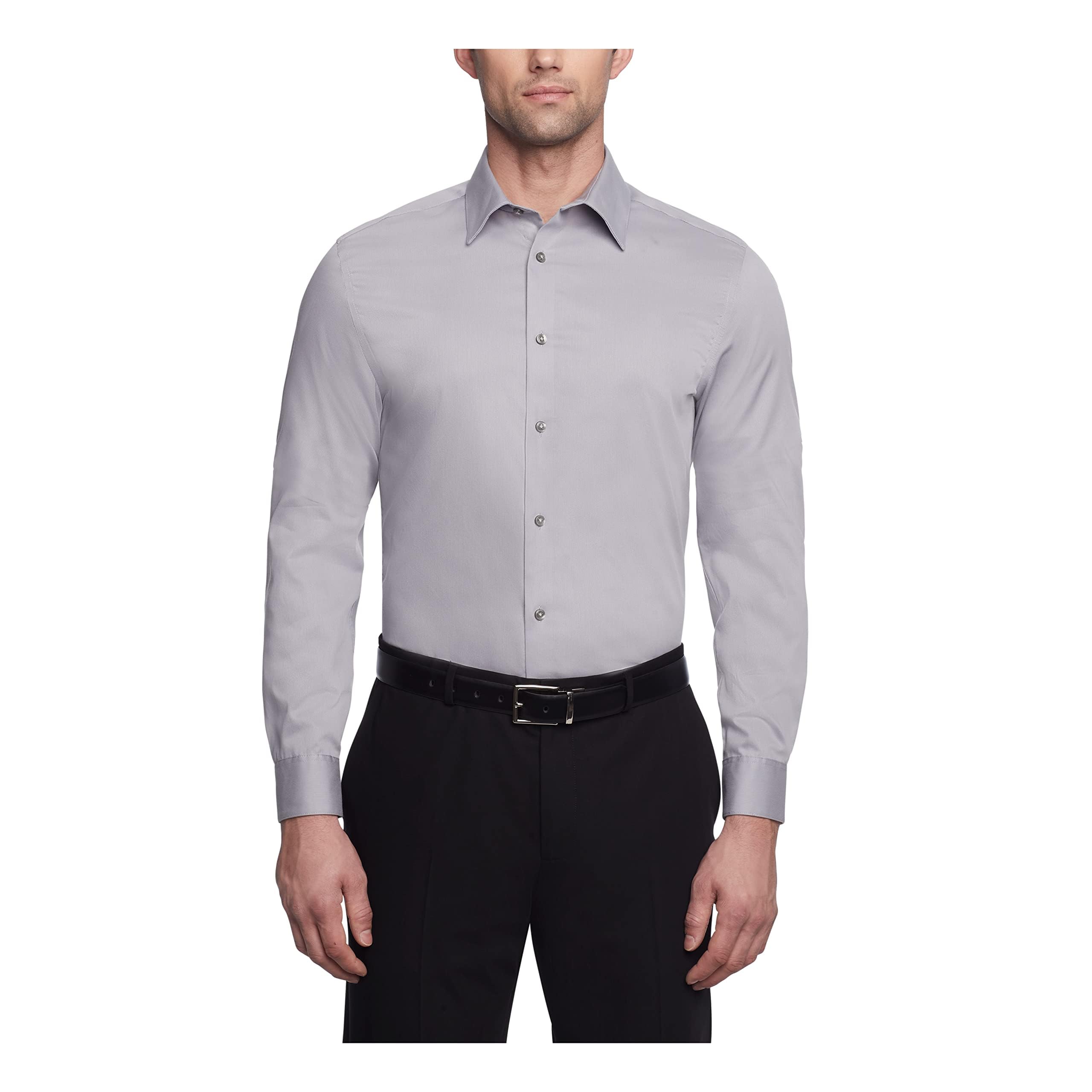 Calvin Klein Men's Slim Fit Non-Iron Solid Dress Shirts | Formal & Business Attire for Office & Special Occasions