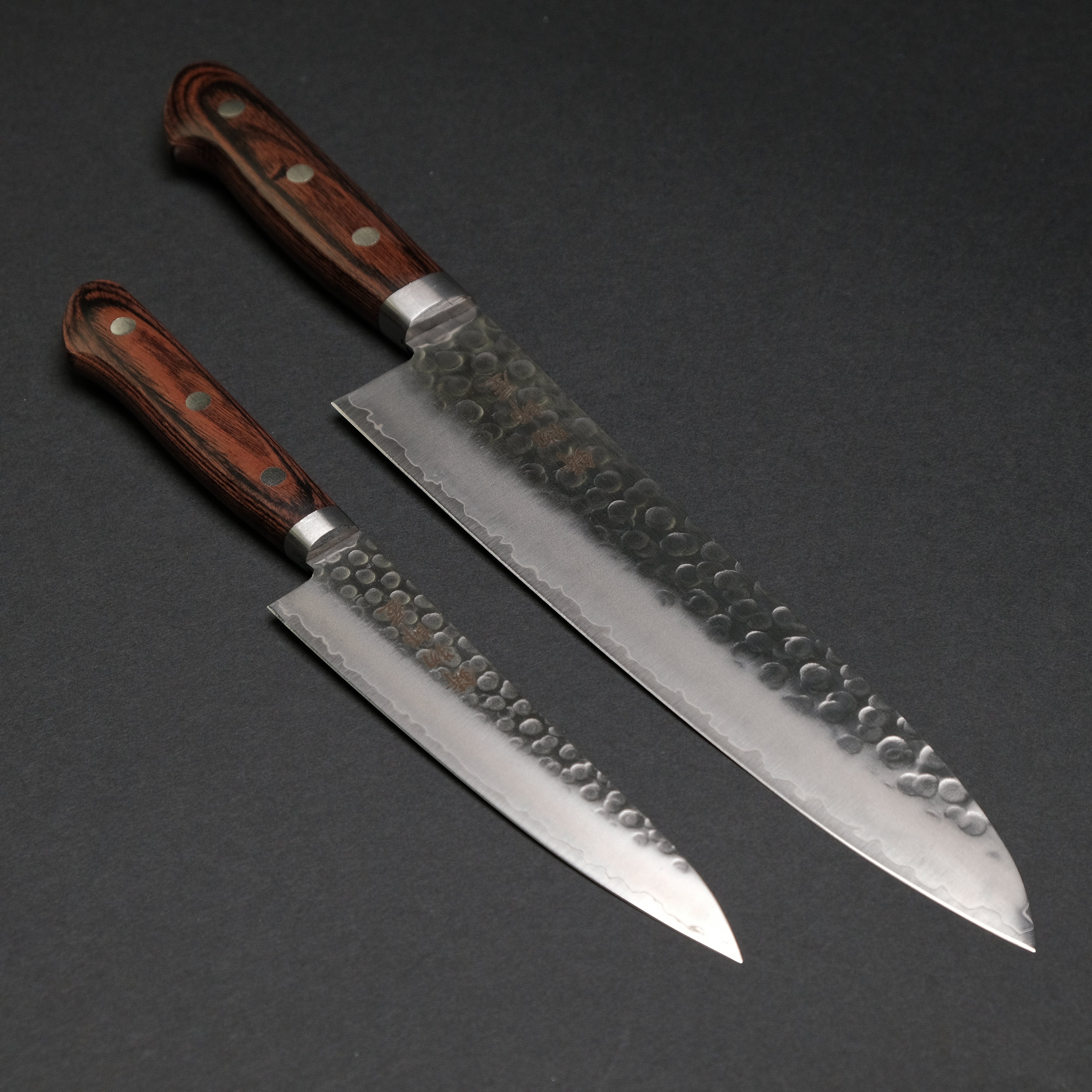 Premium Hitohira Imojiya HG Tsuchime Japanese Knife Set - 135mm Petty & 210mm Gyuto Chef Knives - High Carbon Steel Blade for Sushi, Meat Cutting & Professional Kitchen Use