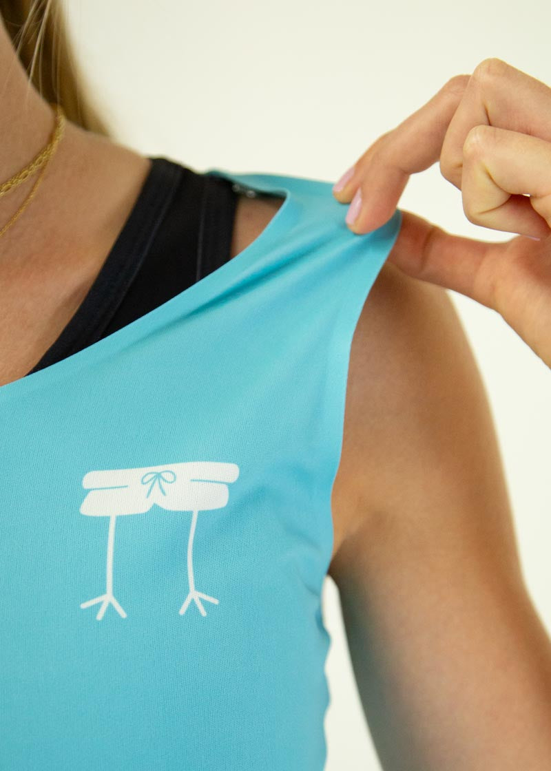 Sky Blue PWR Crop Top for Women - Trendy Workout & Gym Tank Top - Comfortable & Breathable Fitness Shirt for Running, Yoga & Casual Wear