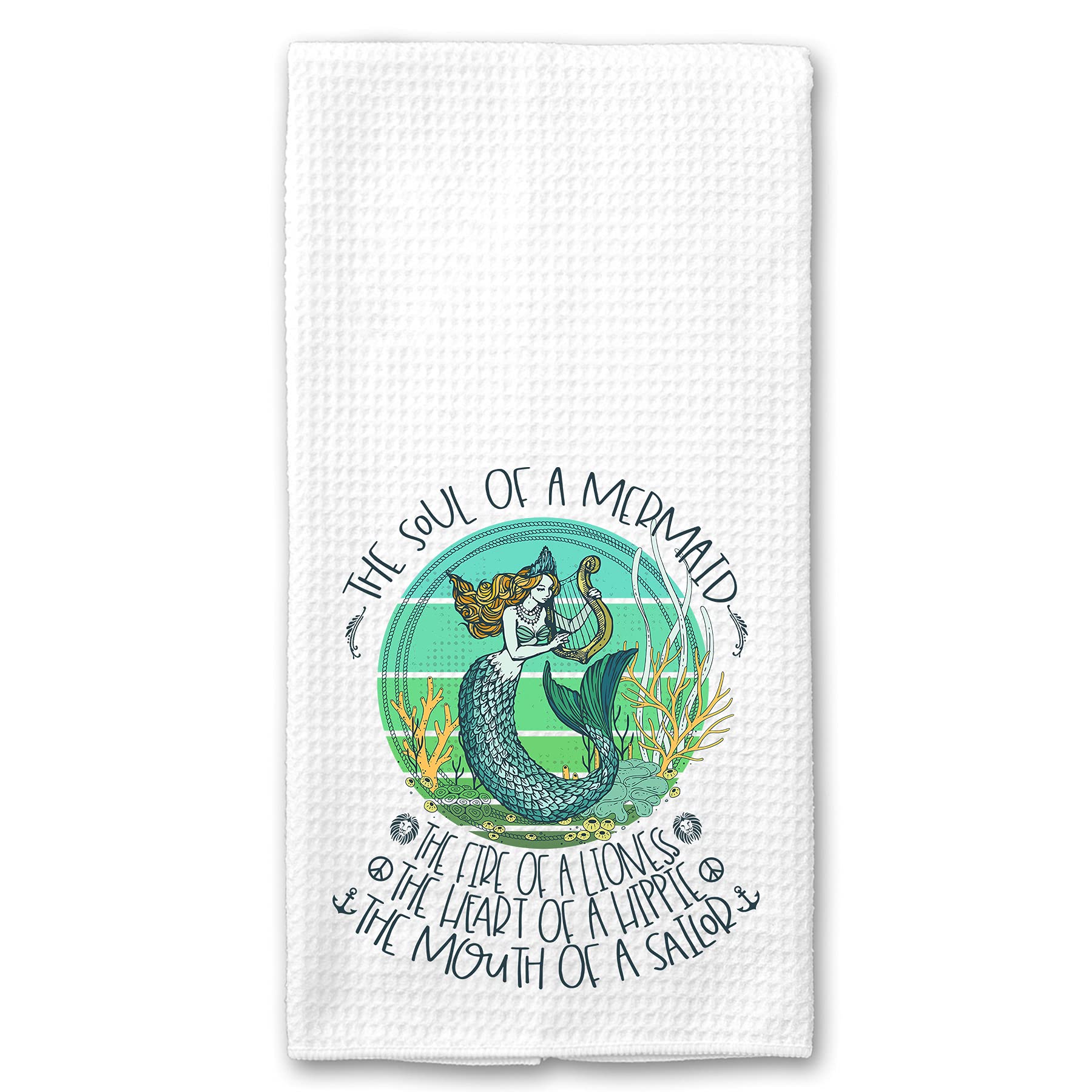 Vintage Retro Microfiber Tea Towel - Absorbent Kitchen Linen with Mermaid Design - Perfect for Dish Drying, Hand Wiping & Home Decor