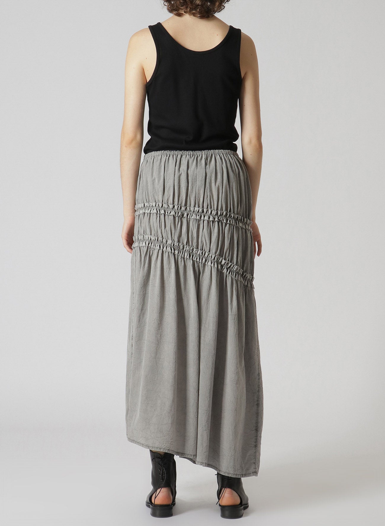 CUPRA Cotton Wrinkle-Resistant Asymmetrical Gathered Skirt - Pigment Dyed Lawn Fabric for Casual & Boho Outfits