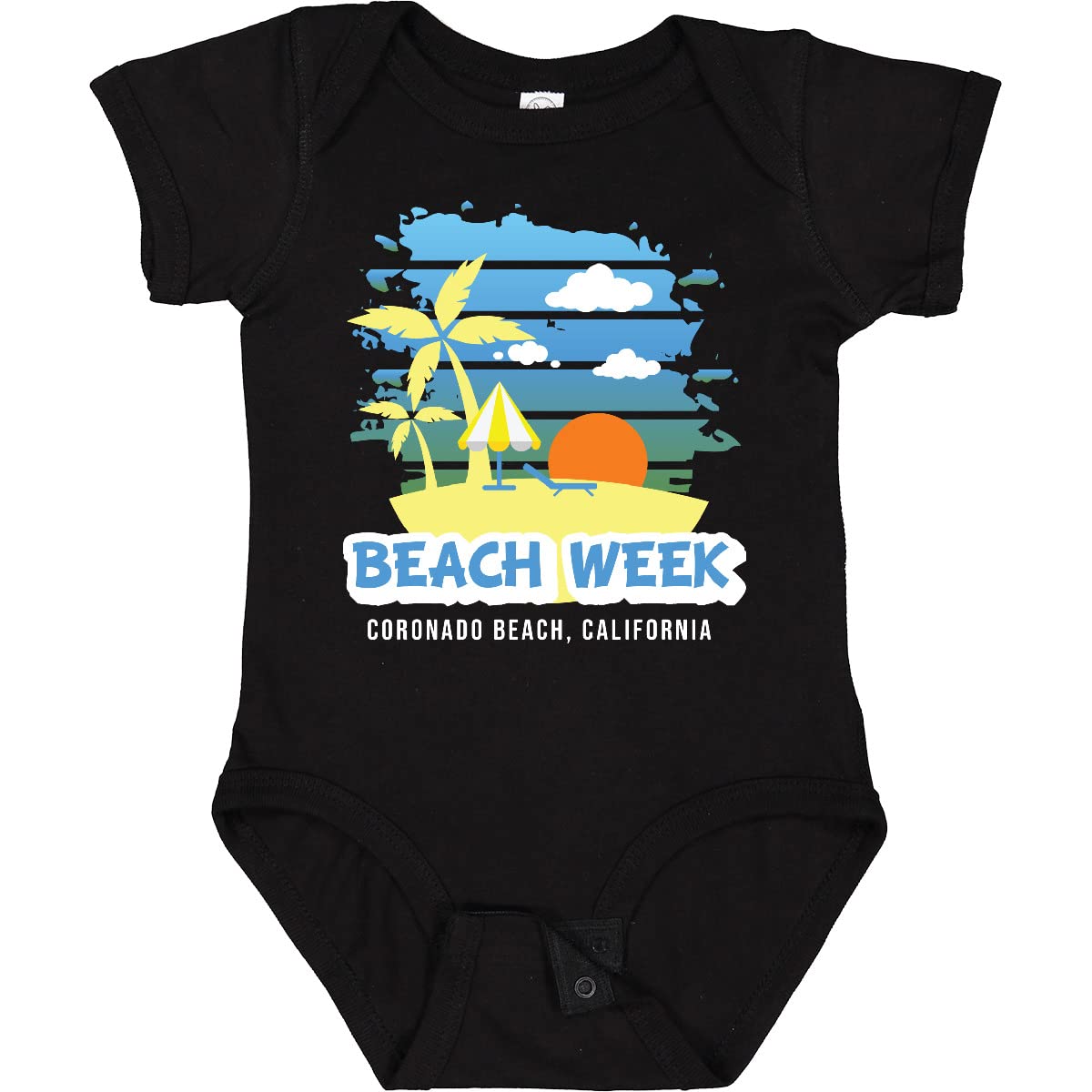 Inktastic Coronado Beach California Palm Trees Baby Bodysuit - Soft Cotton Infant Onesie for Beach Vacation, Family Outing & Photo Shoots