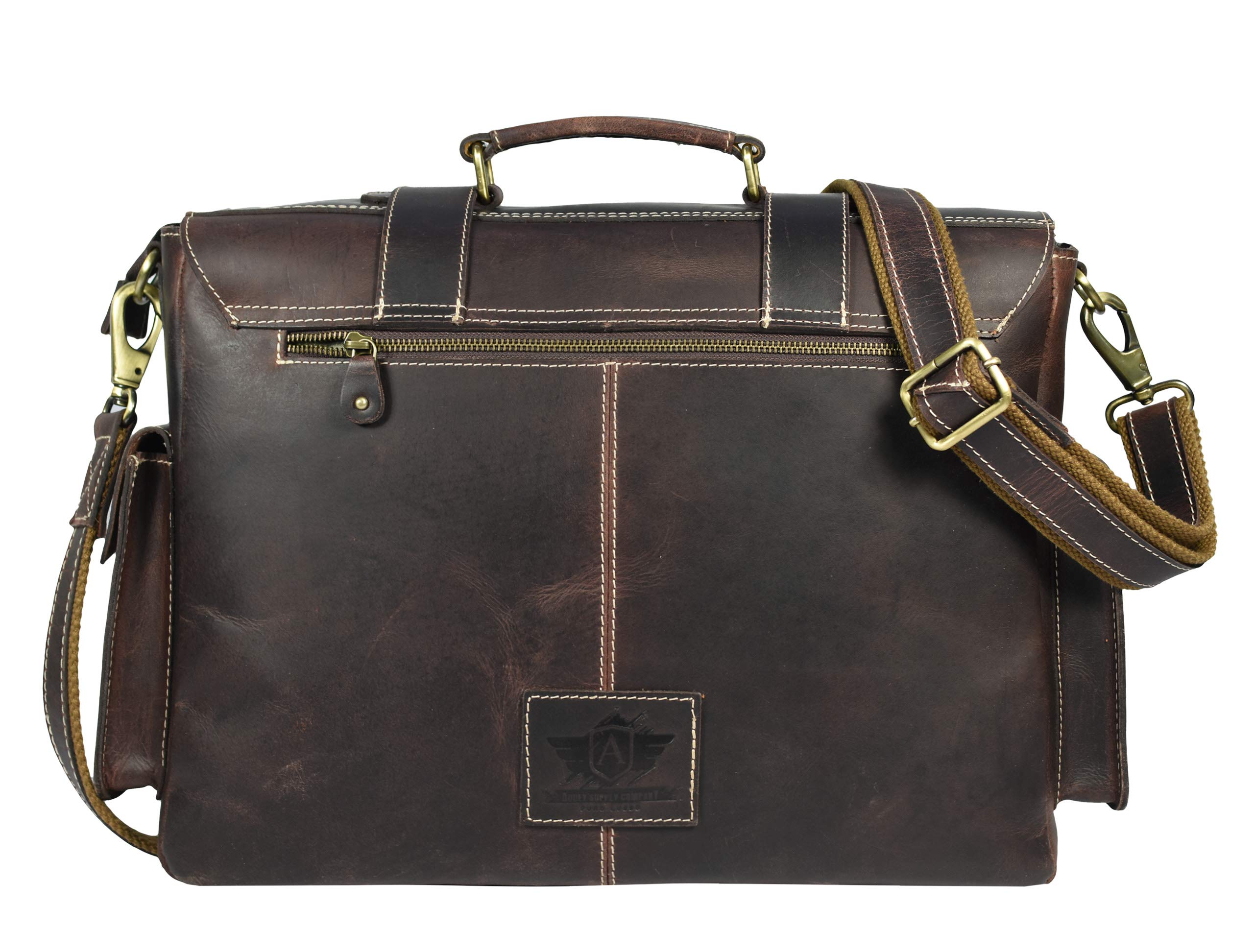 17 Inch Genuine Leather Laptop Briefcase for Business Professionals - Brown Walnut Color - Perfect for Office, Commuting & Business Travel