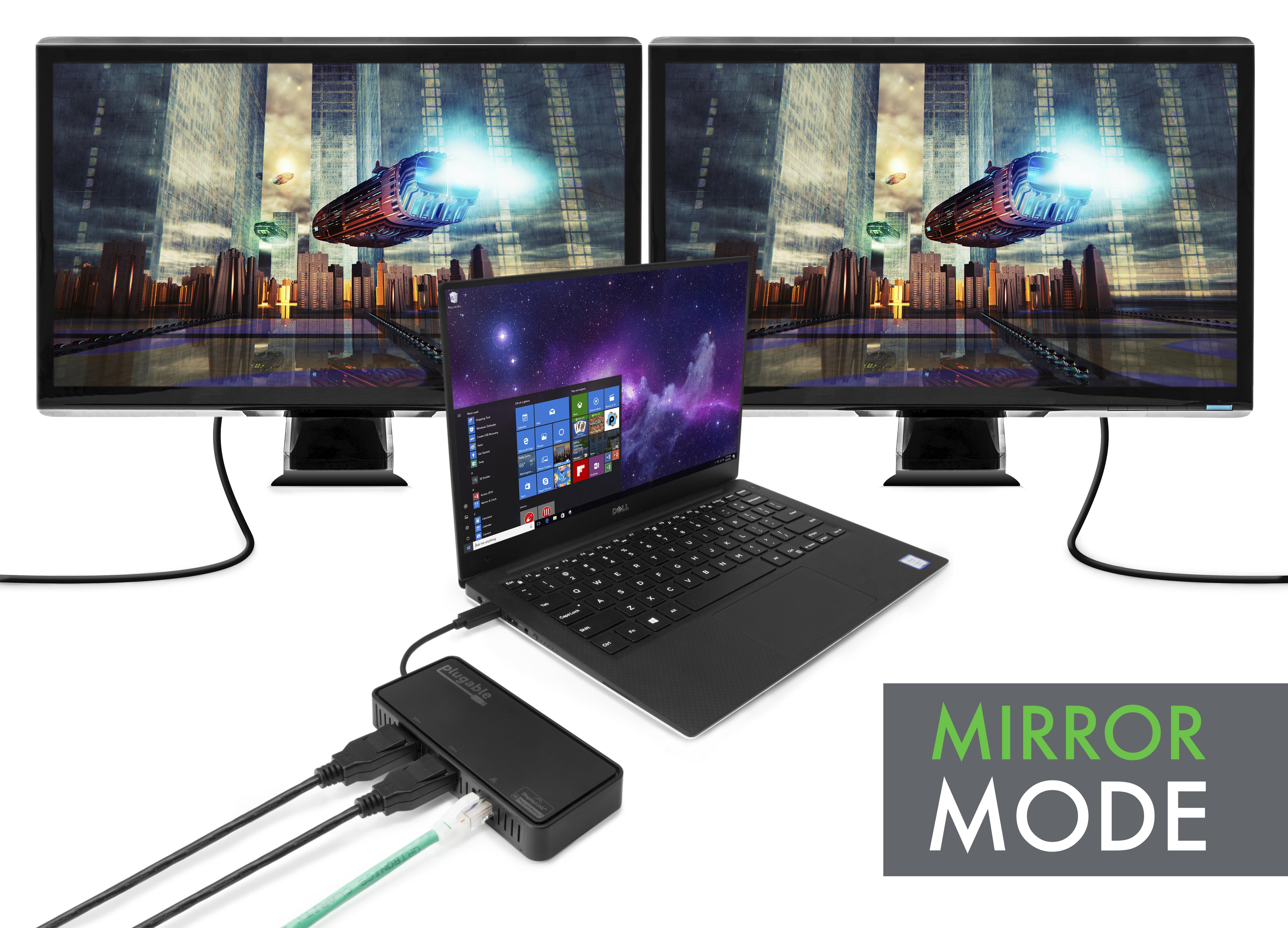 Plugable USB-C to Dual 4K DisplayPort Adapter with Gigabit Ethernet - Connect Dual Monitors for Work & Gaming Setup