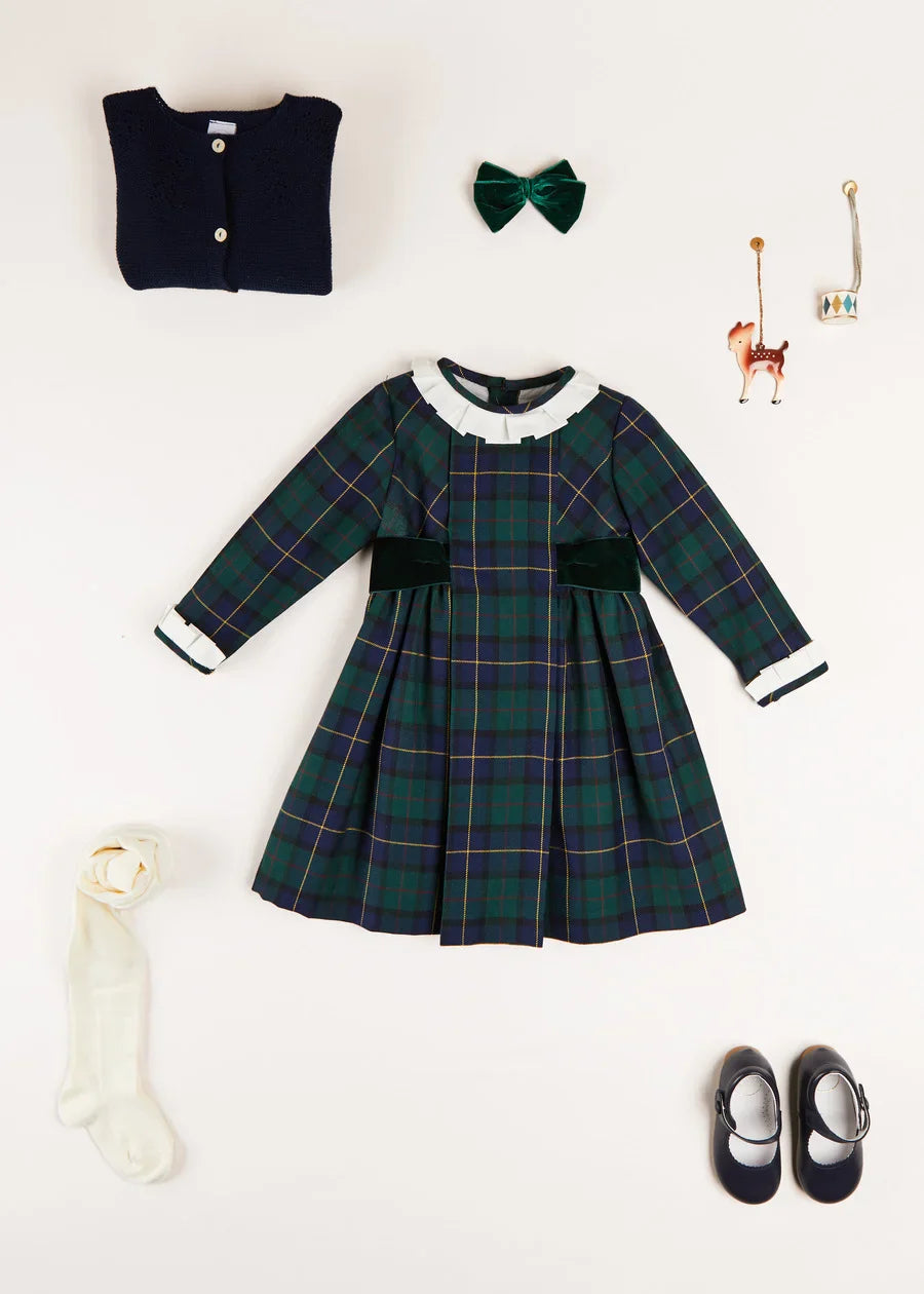 Windsor Tartan Dress for Baby Girls - Classic Plaid Outfit for Holidays, Photos & Special Occasions