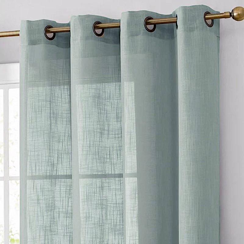 2 Pack 52x84 Inch Faux Linen Curtain Panels with Chrome Grommets - Blackout Window Drapes for Living Room & Bedroom