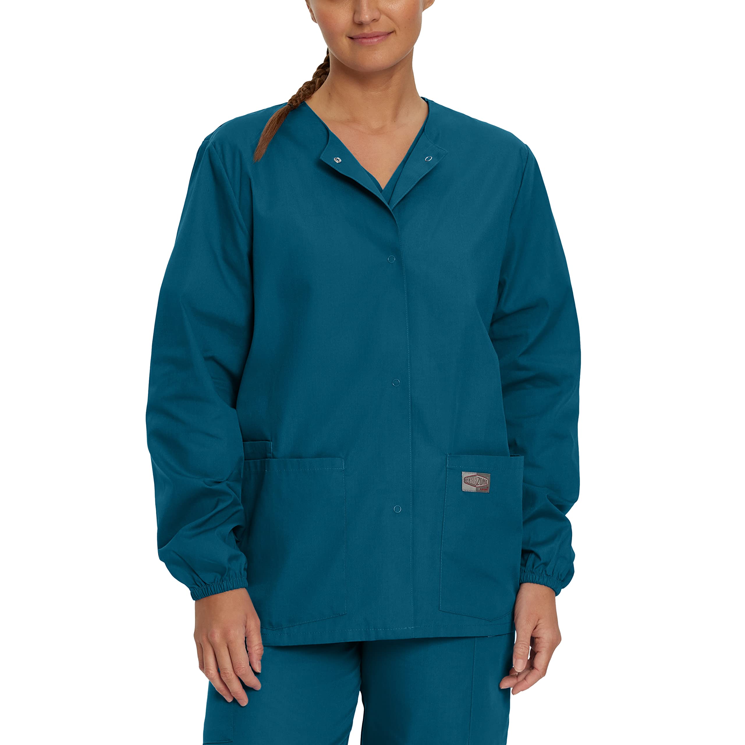 Landau Scrub Zone Relaxed Fit 2-Pocket Snap-Front Scrub Jacket for Women 75221 - Comfortable Medical Uniform for Nurses & Healthcare Professionals