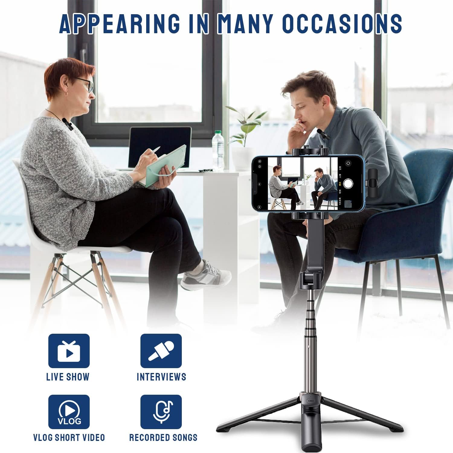 Professional 2-Pack Wireless Lavalier Microphone for iPhone - Dual Clip-On Mic for Video Recording, Live Streaming, YouTube, TikTok, Vlogging & Presentations | Perfect for Content Creators, Podcasters & Public Speakers