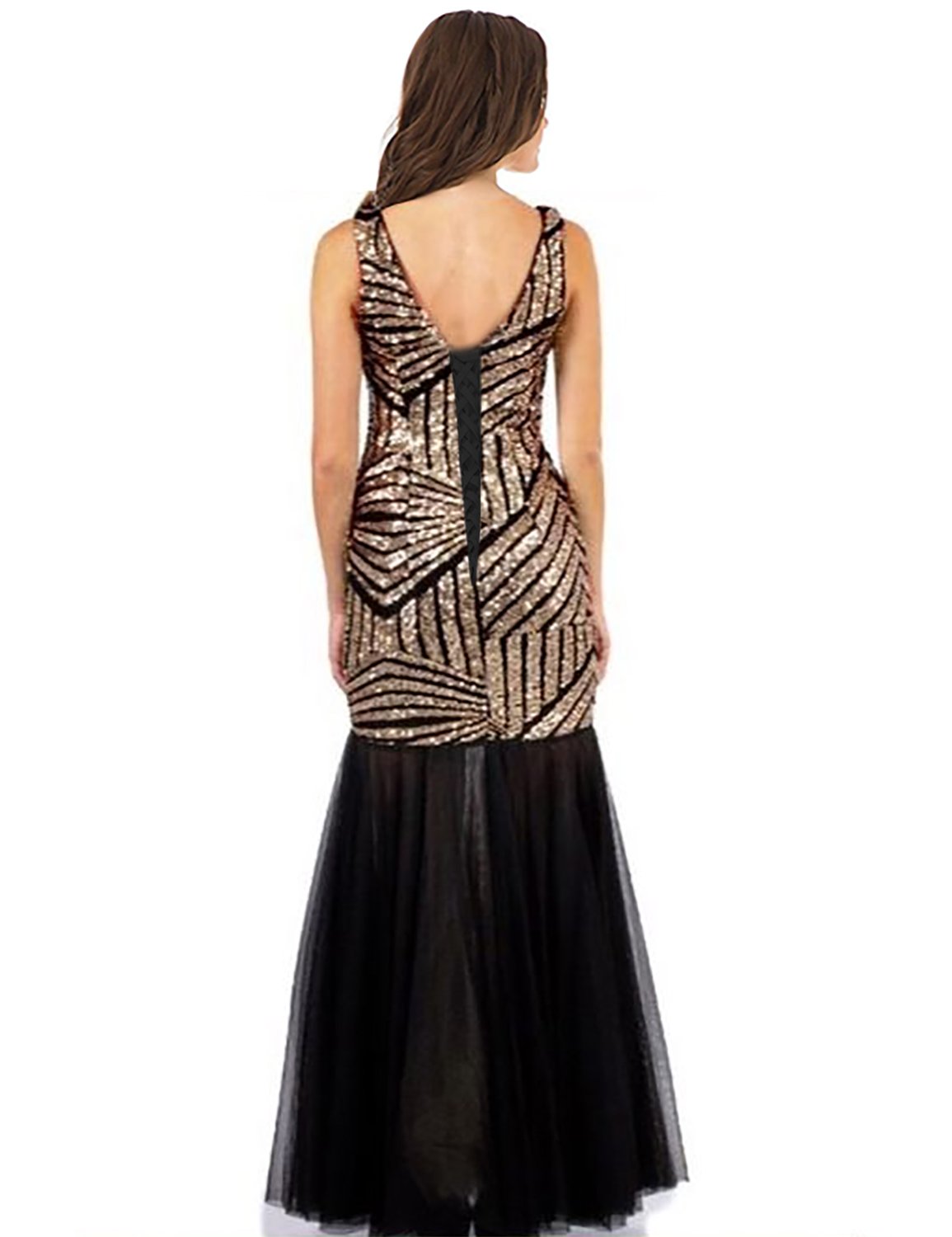 Elegant Mermaid V-Neck Long Evening Dress for Prom, Formal Parties & Special Occasions | Maxi Gown with Stria Detailing (HEV056) | Perfect for Weddings, Galas & Red Carpet Events