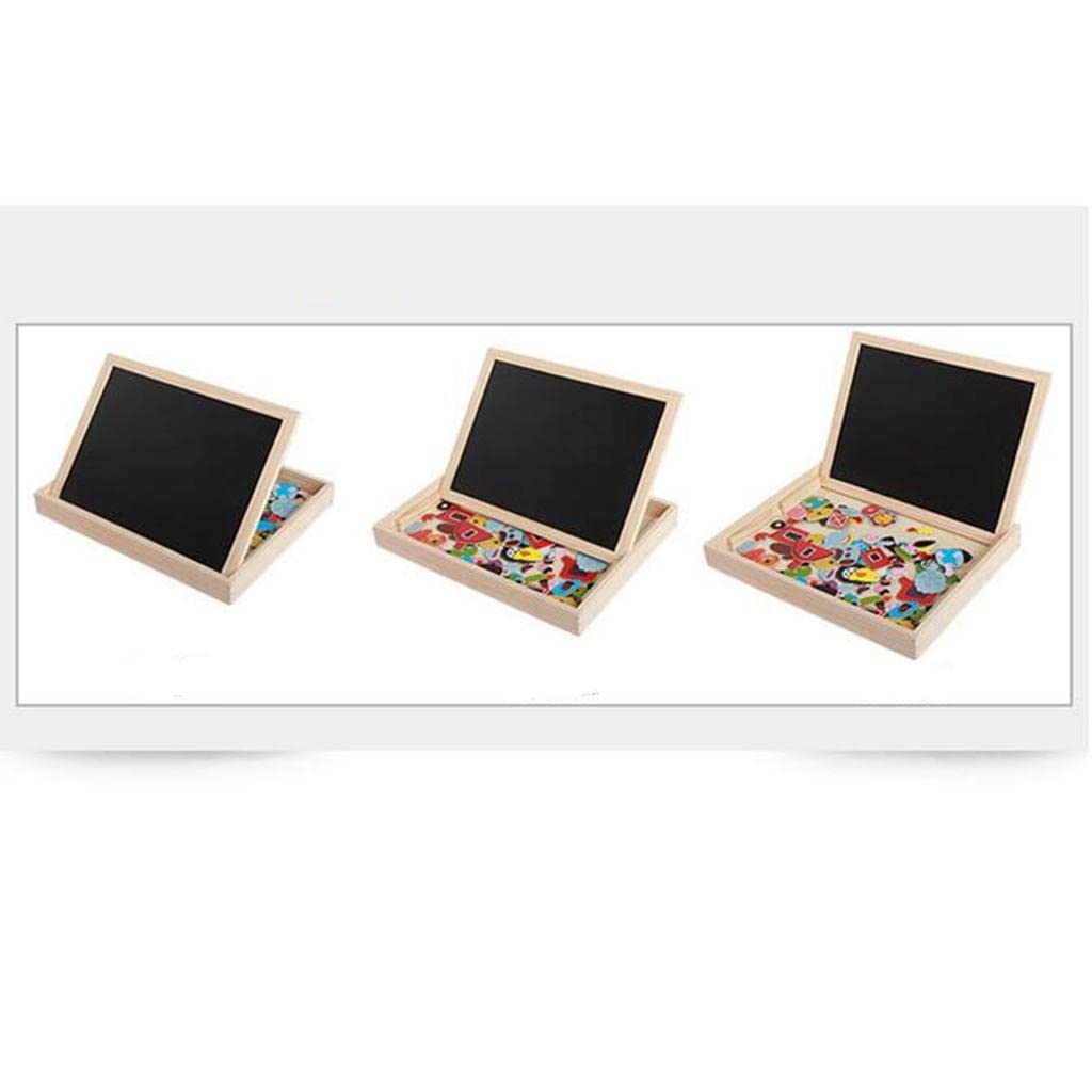 Enakshi Kids Wooden Magnetic Drawing Board with Jigsaw Puzzles - Montessori Educational Toys for Toddlers & Preschoolers - Perfect for Home Learning, Travel, and Creative Play