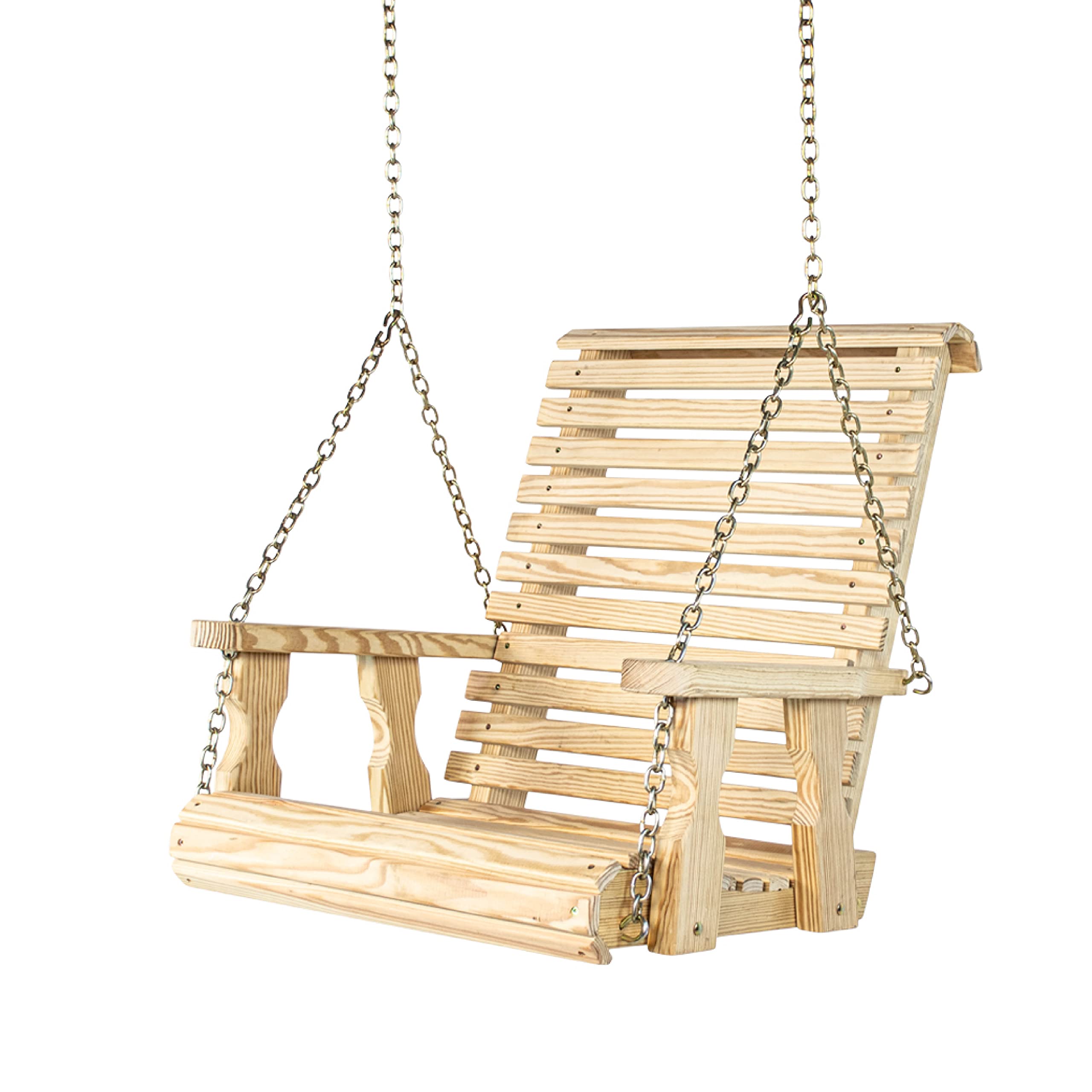 Amish Heavy Duty Roll Back Pressure Treated Swing Chair (Unfinished) - Outdoor Patio Furniture for Garden, Porch, and Backyard Relaxation