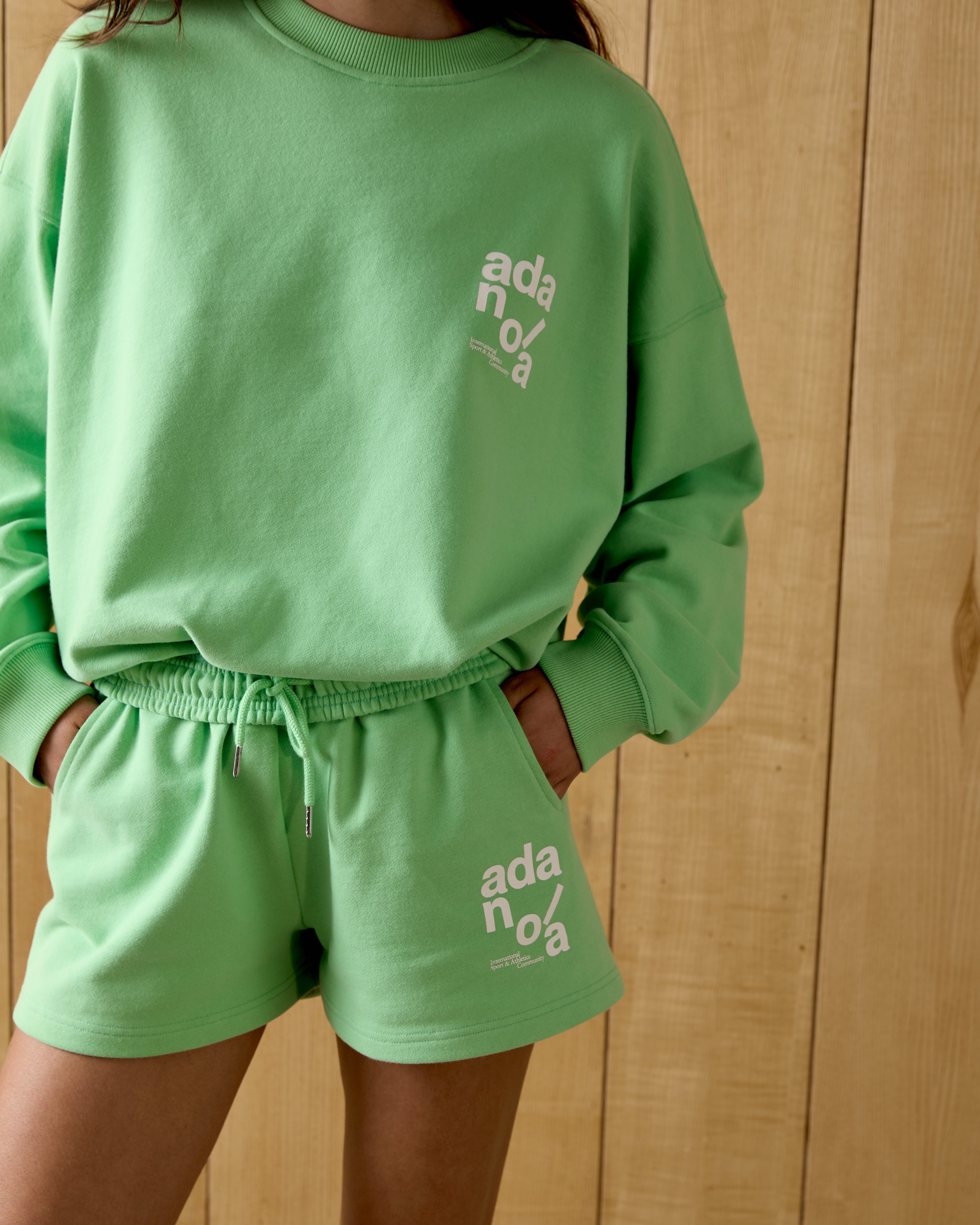 Ace Sweat Shorts for Men & Women - Kiwi Green & Marshmallow White Color Block | Comfortable Athletic Lounge Shorts for Running, Yoga, Gym & Casual Wear