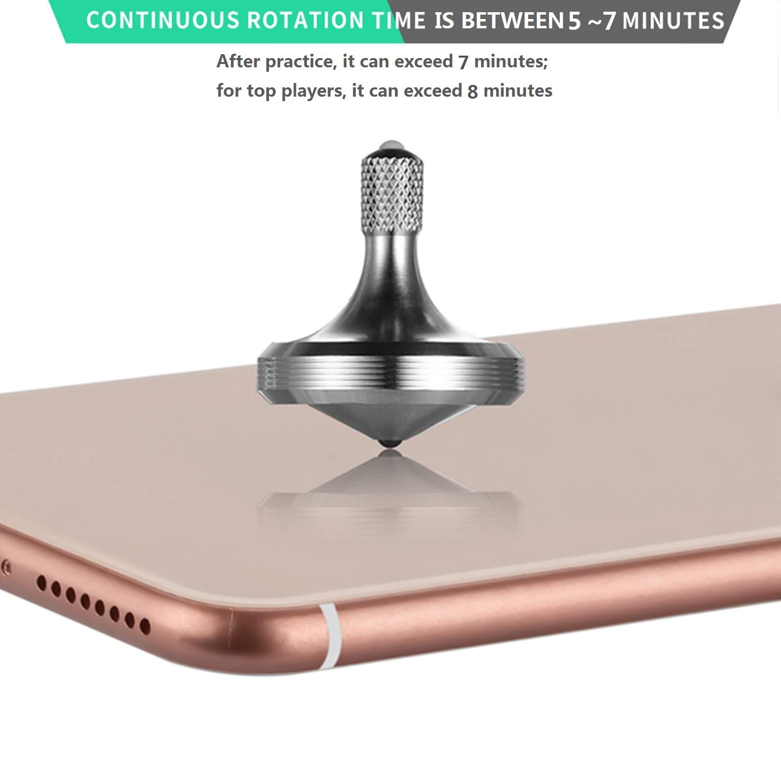 Premium Stainless Steel Precision Spinning Top - Long Lasting 8+ Minute Spin, Perfect Balance EDC Toy for Office Desk & Stress Relief (Pro Max Silver) - Great for Fidgeting, Meditation & Focus Aid