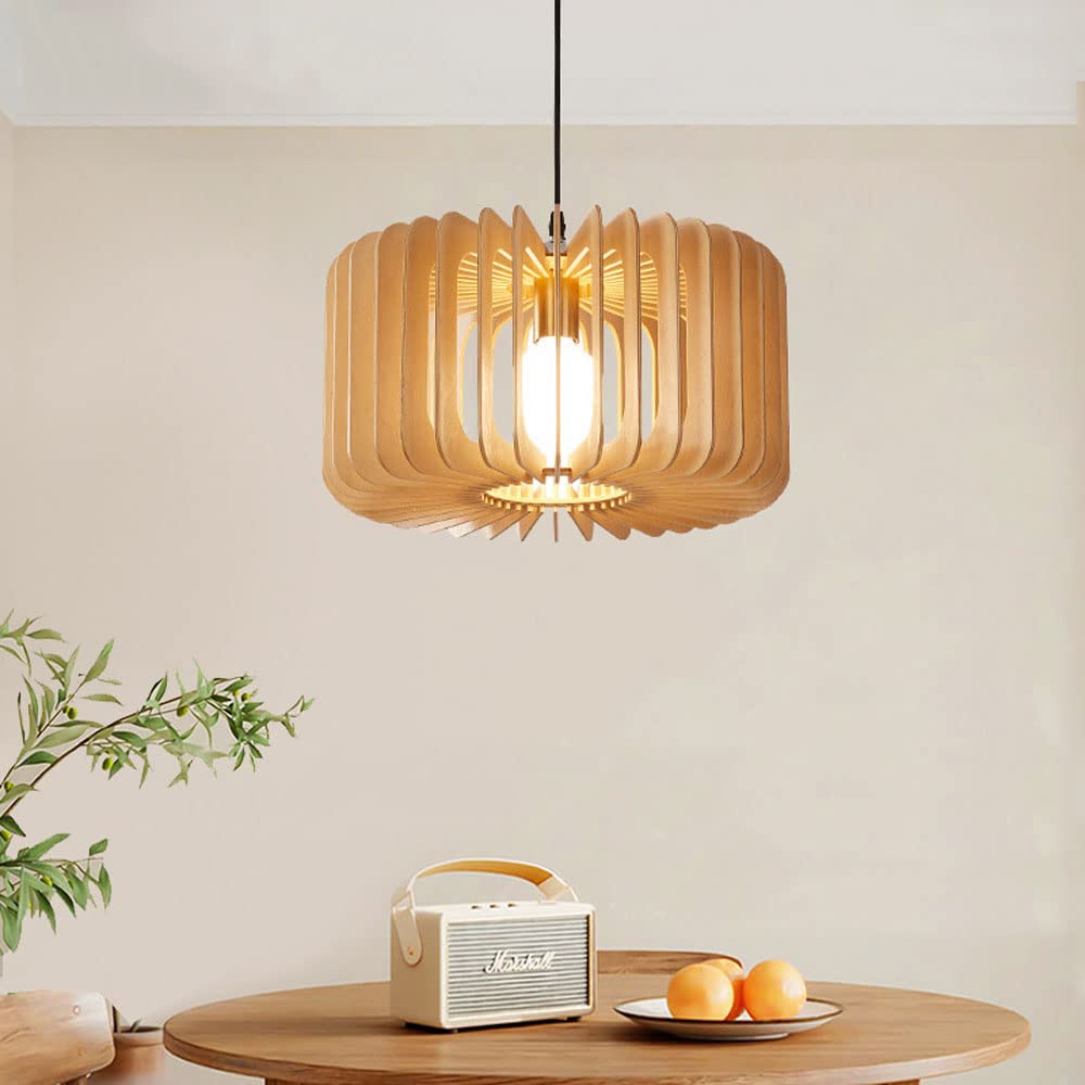 Minimalist Wooden Farmhouse Pendant Lights - Geometric Wooden Cage Ceiling Lighting Fixture for Kitchen Island, Dining Room, Foyer - Perfect for Rustic Home Decor & Modern Farmhouse Style