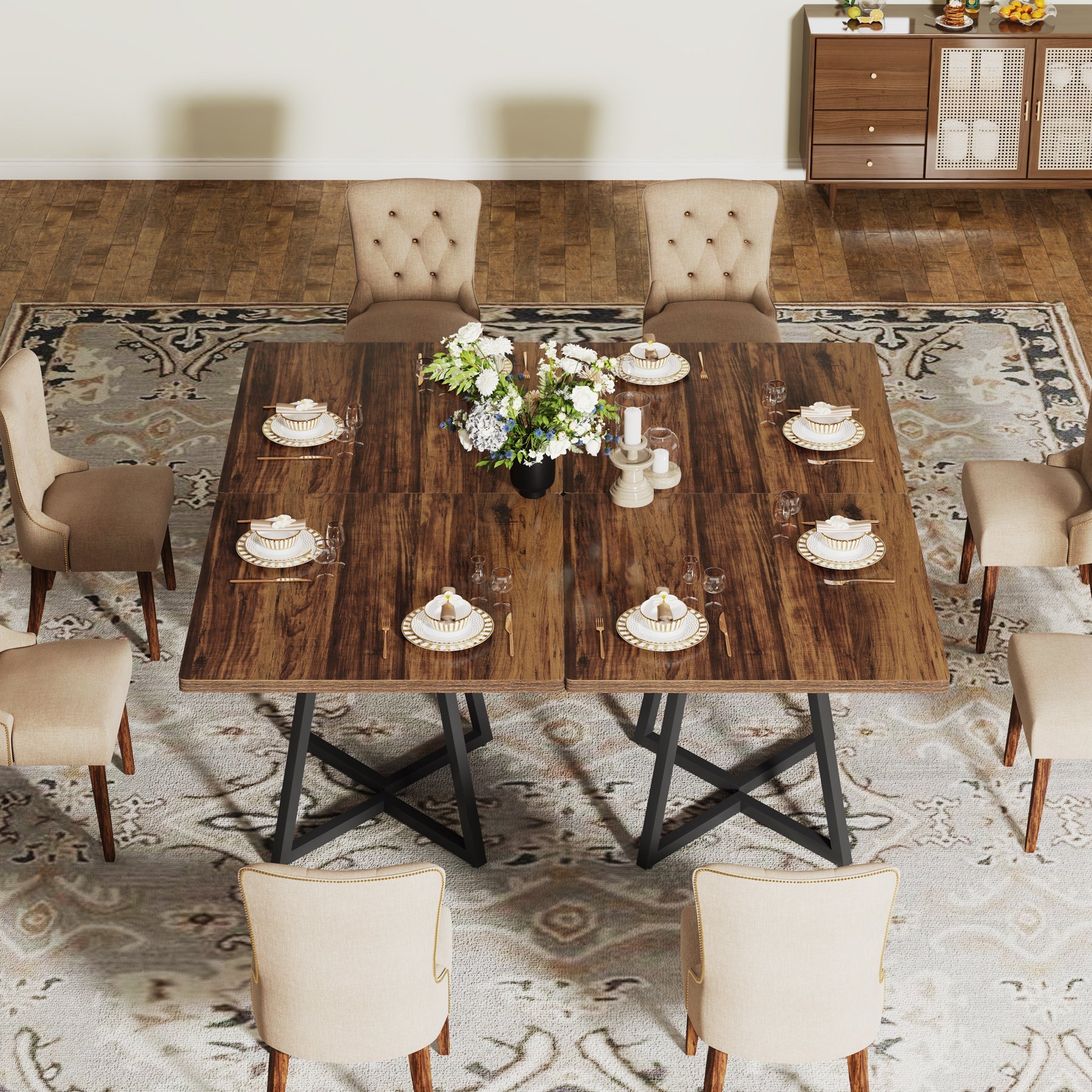31.5 Inch Square Wooden Dining Table - Solid Wood Kitchen Table for 4 People - Perfect for Small Spaces, Breakfast Nooks & Cozy Family Meals