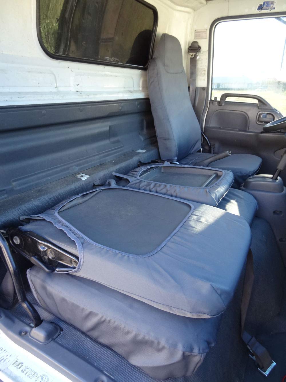 Durafit Seat Covers for 1995-2005 Isuzu NPR & GMC 4500 Commercial Work Trucks - 40/60 Split Comfortable & Durable Gray Automotive Twill Fabric Seat Protectors - Perfect for Delivery, Construction & Fleet Vehicles