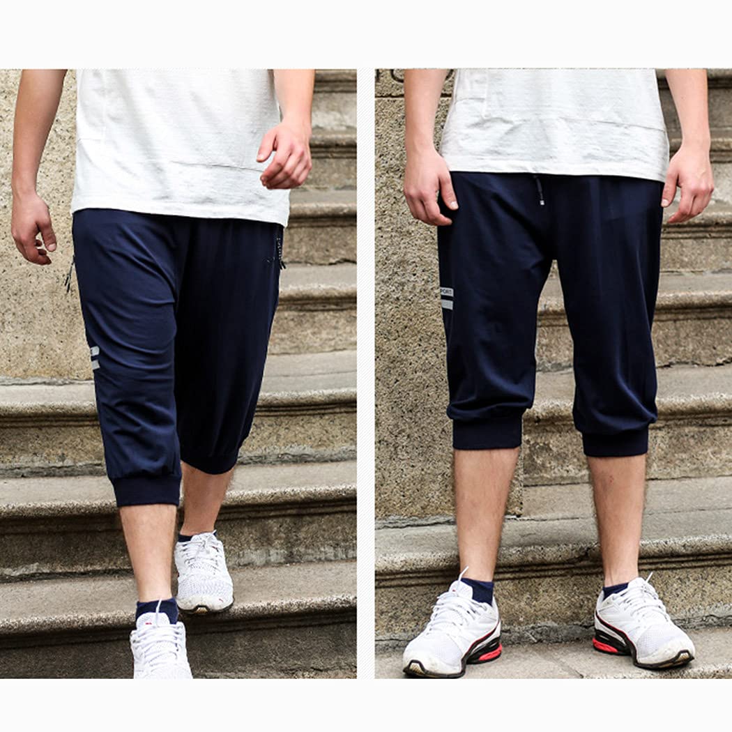 Sun Lorence Men's Casual Sports Jogger Shorts - 3/4 Length Capri Pants, Baggy Jersey Sweatpants for Running, Gym & Lounge Wear - Comfortable Athletic Shorts for Men