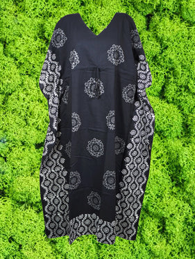 Women's Black Kimono Maxi Dress - Floral Kaftan Beach Cover Up for Summer Vacation, Pool Party & Boho Outfit (Sizes S/M/L) | Perfect for Beachwear, Resort Wear & Casual Elegant Style