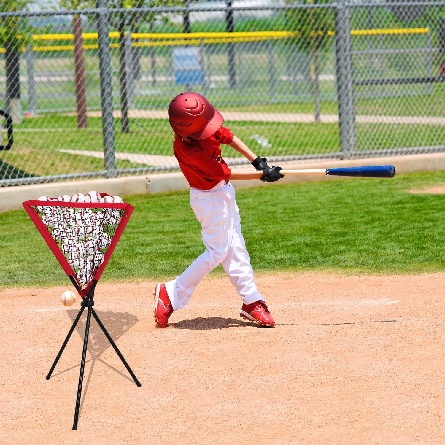 Smartxchoices Metal Frame Baseball & Softball Practice Ball Caddy - Holds 60 Baseballs or 30 Softballs for Hitting, Pitching, Batting Practice & Field Training - Includes Carry Bag - Perfect for Backyard Drills, Team Practices & Coaching Sessions