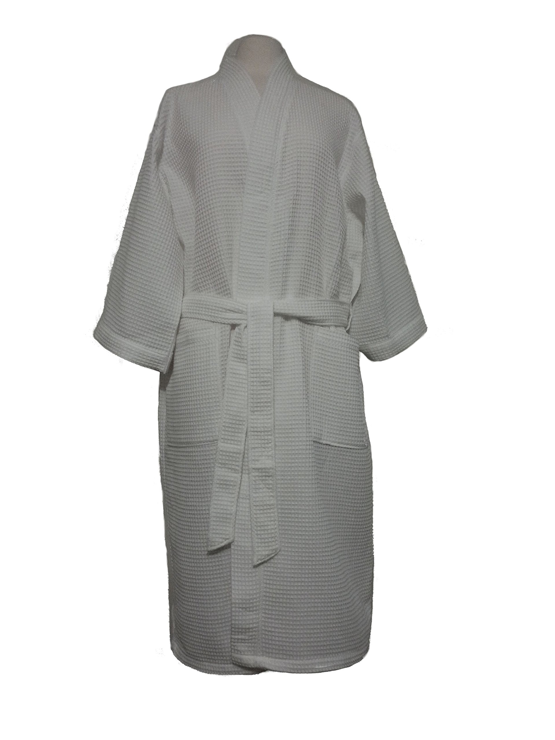 Luxury White Long Cotton Waffle Bathrobe for Women - Personalized Monogram Bridesmaid Robe - Spa, Hotel, Bridal Shower & Wedding Party Gift