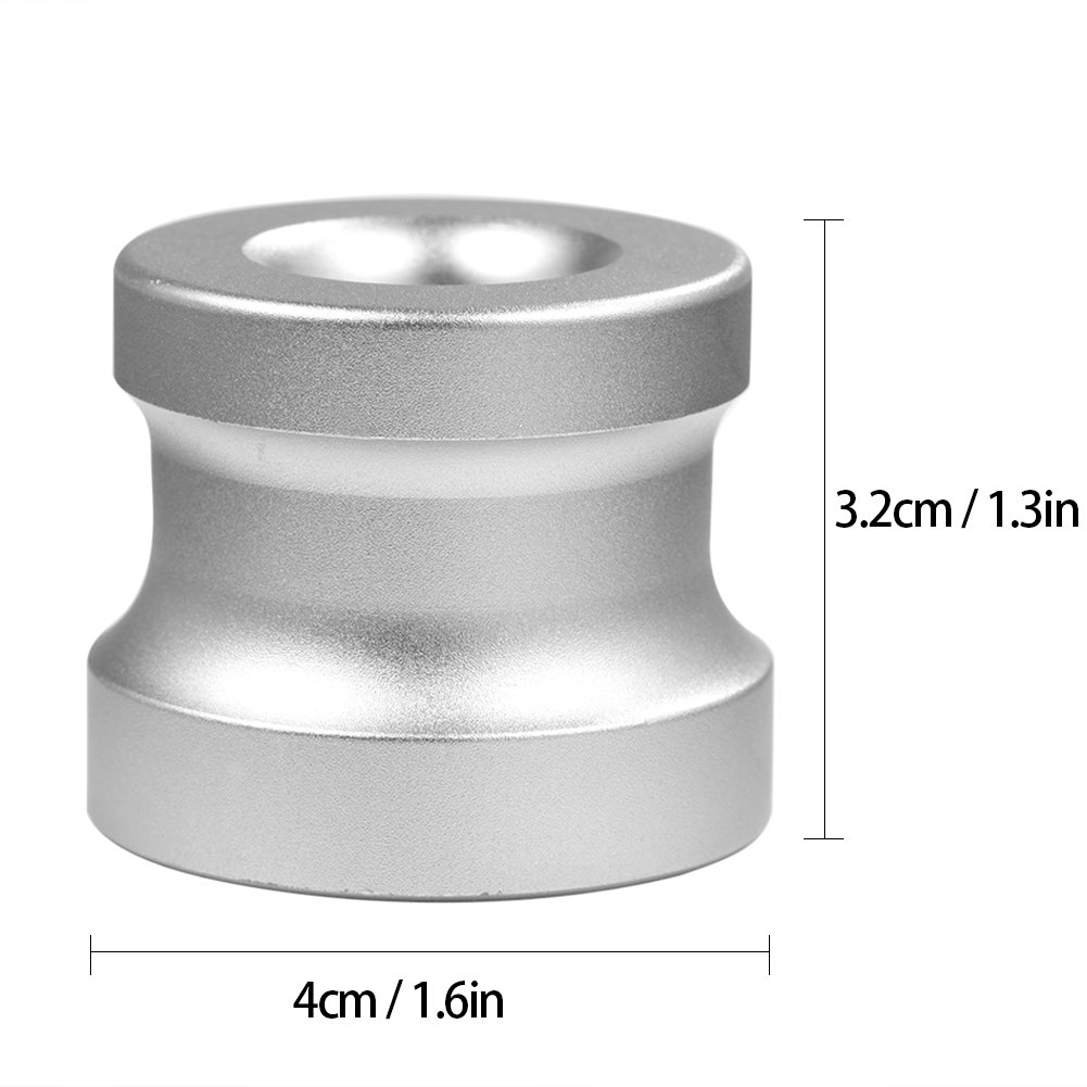 Qkiss Round Mustache Shaver Brush Stand - Zinc Alloy Razor Holder with Stable Base for Men's Grooming (Silver Circle) - Perfect for Bathroom Countertop & Travel Shaving Kit Organization