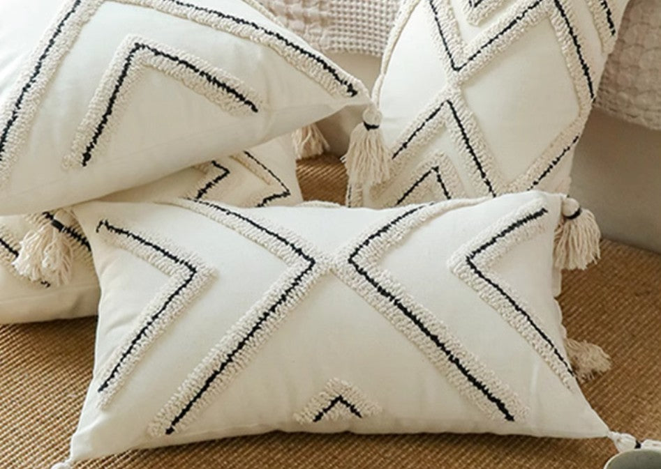 Modern Geometric Beige Square Throw Pillows - Decorative Couch Pillows for Living Room, Sofa & Interior Design - Perfect for Home Decor, Cozy Accents & Stylish Comfort